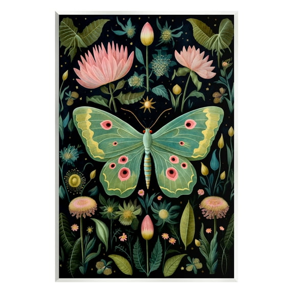Stupell Industries Moth with Nature Botanicals Animals & Insects Painting Unframed Art Print Wall Art, 13 x 19