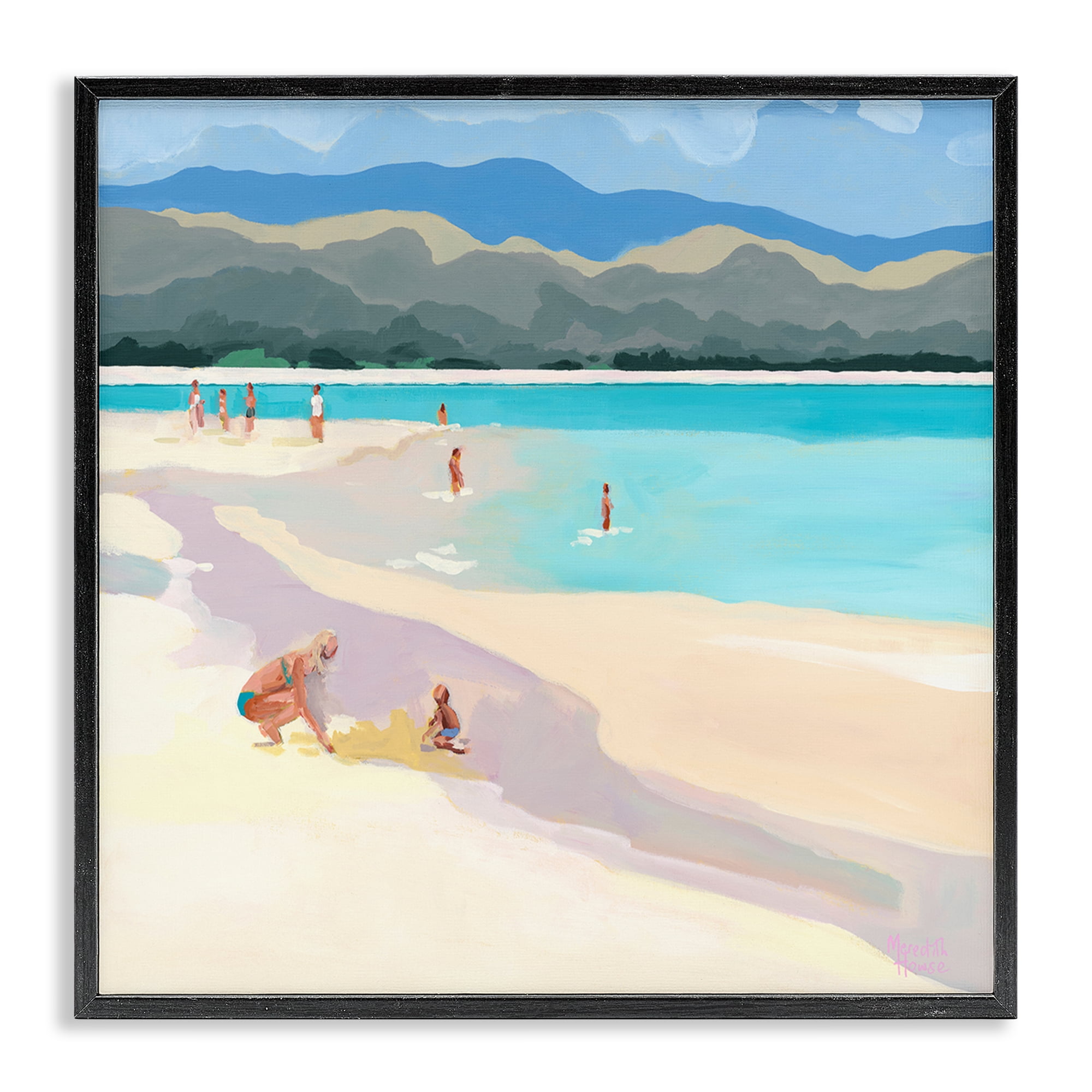 Stupell Industries Mother & Child Beach Scene Black Framed Giclee Art, design by Meredith Howse