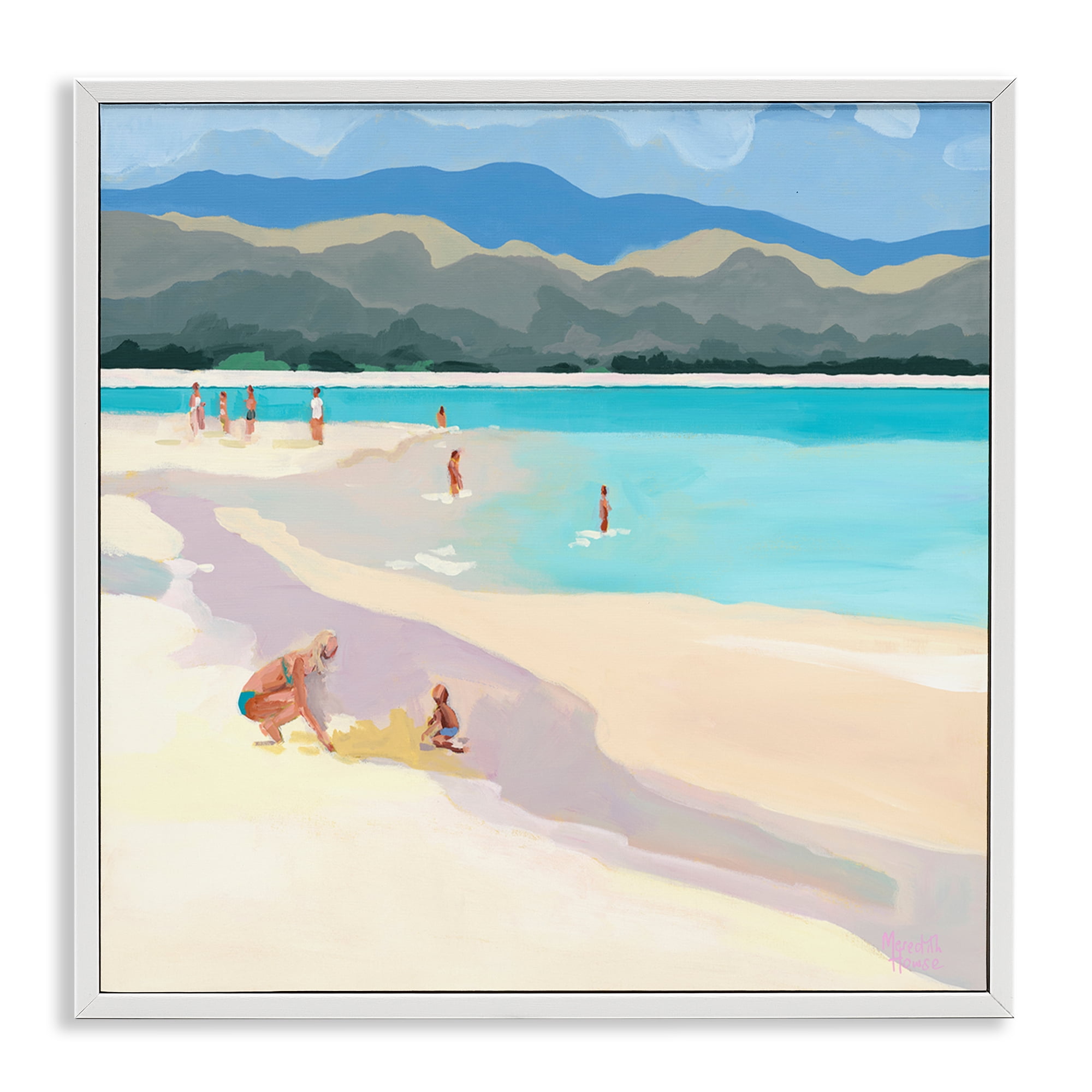 Stupell Industries Mother & Child Beach Scene White Framed Giclee Art, design by Meredith Howse