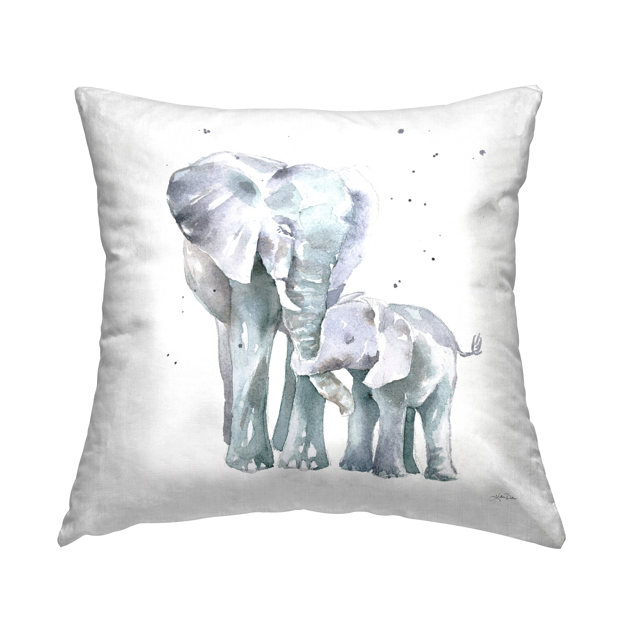Stupell Industries Mother & Child Elephants Casual Wildlife Family Design by Katrina Pete Throw Pillow