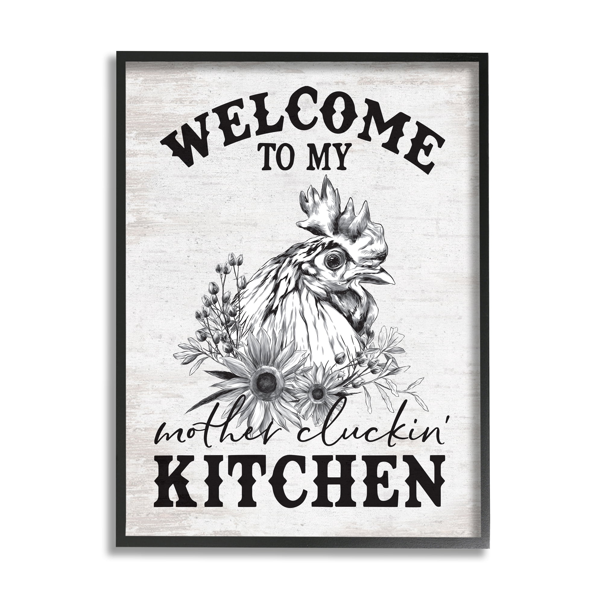 Stupell Industries Mother Cluckin' Kitchen Phrase Animals & Insects Painting Black Framed Art Print Wall Art, 16 x 20