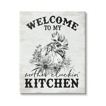 Stupell Industries Mother Cluckin' Kitchen Phrase Animals & Insects Painting Gallery Wrapped Canvas Print Wall Art, 16 x 20