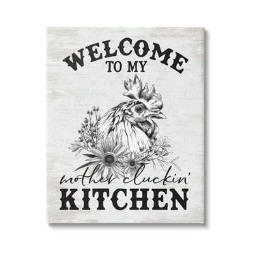 Stupell Industries Mother Cluckin' Kitchen Phrase Animals & Insects Painting Gallery Wrapped Canvas Print Wall Art, 16 x 20