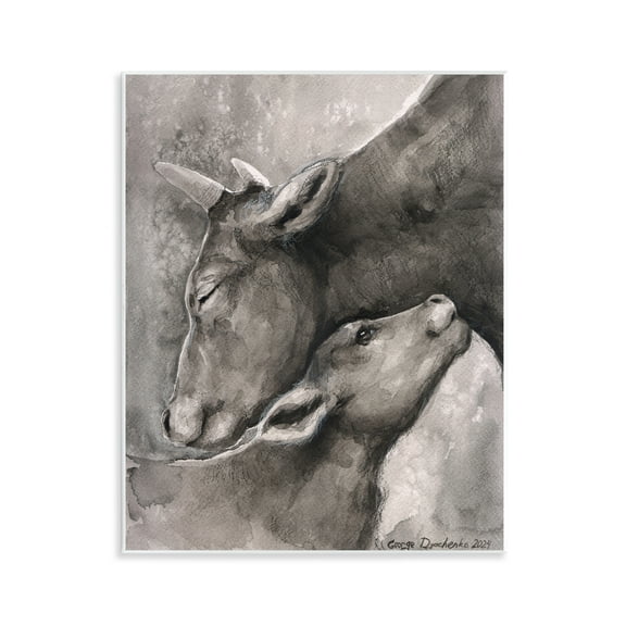 Stupell Industries Mother Cow & Calf Animals Drawing Unframed Art Print Wall Art, 11 x 14