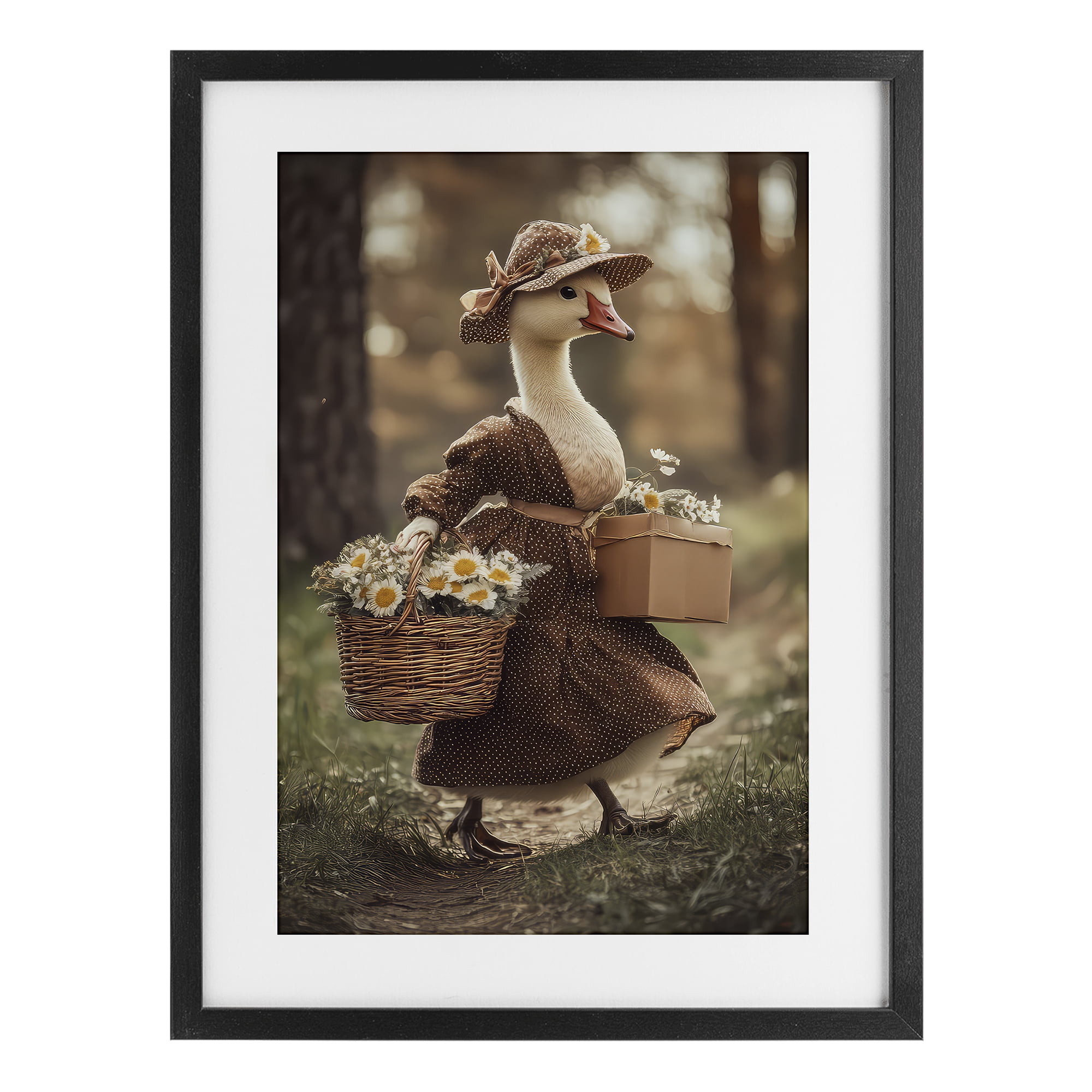 Stupell Industries Mother Goose with Flowers Black Framed Print Under Glass, design by The Wands Want