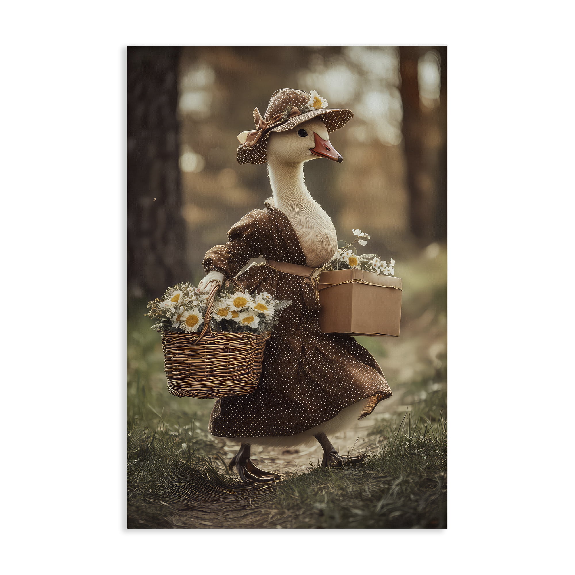 Stupell Industries Mother Goose with Flowers Canvas Wall Art, design by The Wands Want
