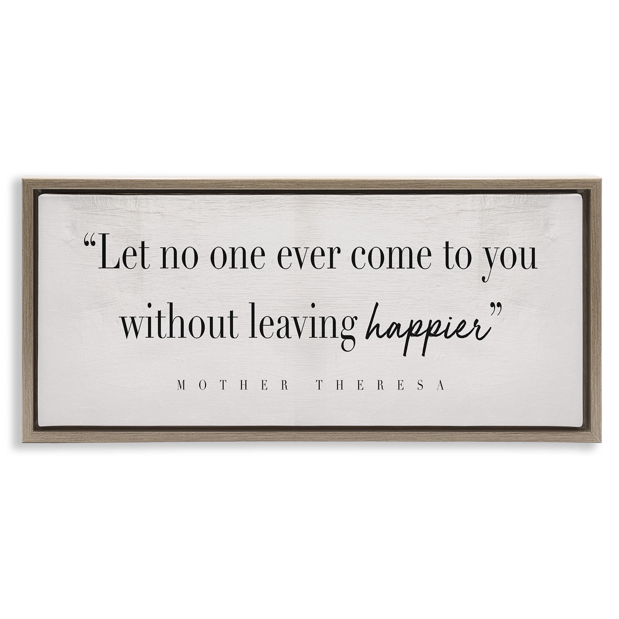 Stupell Industries Mother Theresa Inspirational Quote Typography Painting Brown Floater Framed Canvas Art Print Wall Art, 31 x 14