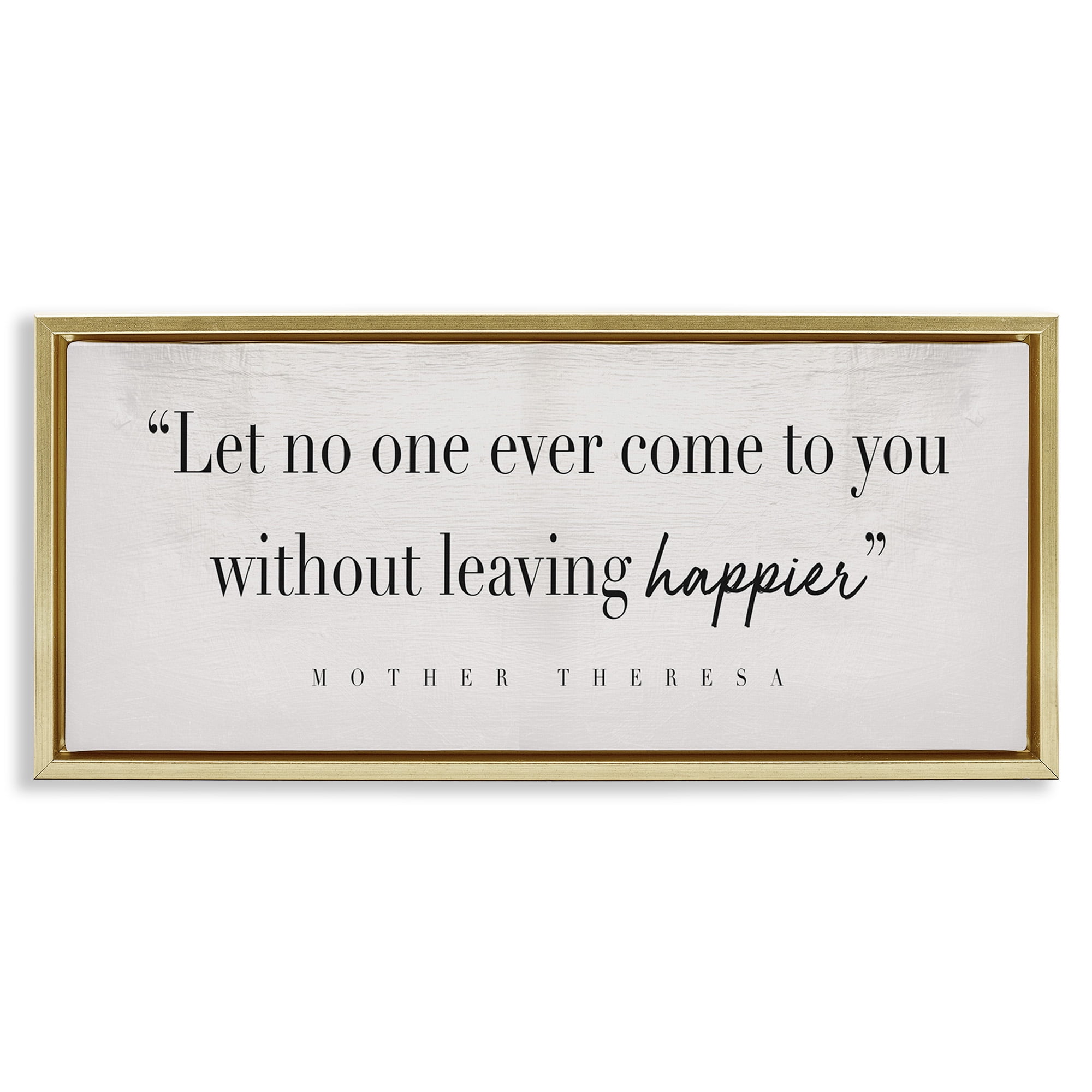 Stupell Industries Mother Theresa Inspirational Quote Typography Painting Gold Floater Framed Canvas Art Print Wall Art, 25 x 11