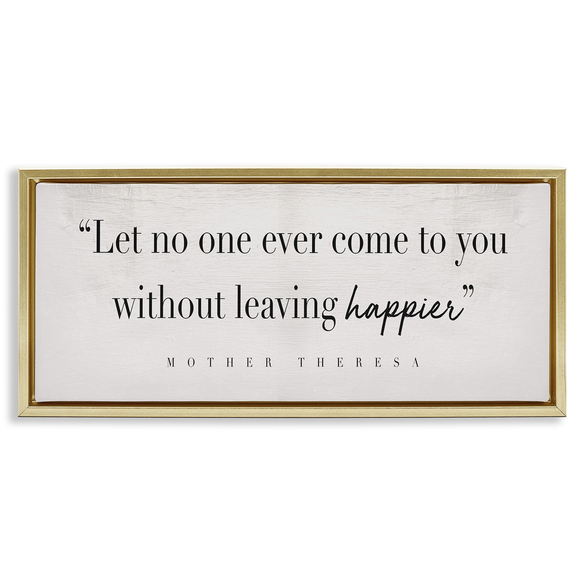 Stupell Industries Mother Theresa Inspirational Quote Typography Painting Gold Floater Framed Canvas Art Print Wall Art, 31 x 14