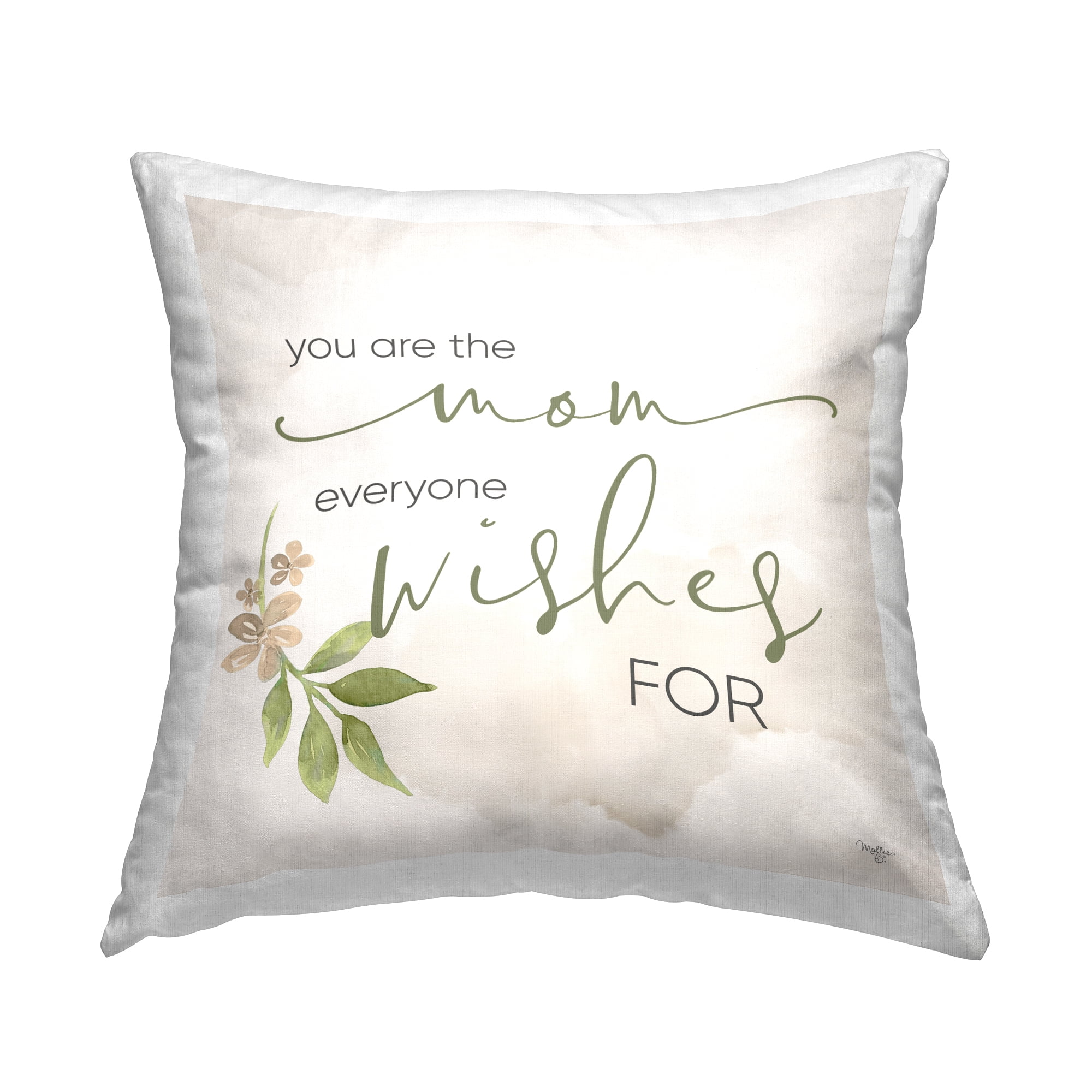 Stupell Industries Mother's Day Floral Phrase Square Decorative Printed Throw Pillow, 18 x 18