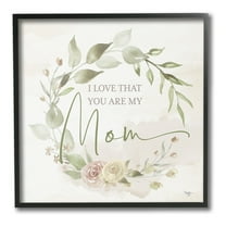 Stupell Industries Mother's Day Rose Wreath Botanical & Floral Painting Black Framed Art Print Wall Art, 12 x 12