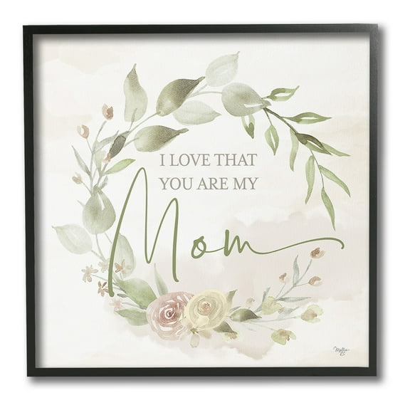 Stupell Industries Mother's Day Rose Wreath Botanical & Floral Painting Black Framed Art Print Wall Art, 12 x 12