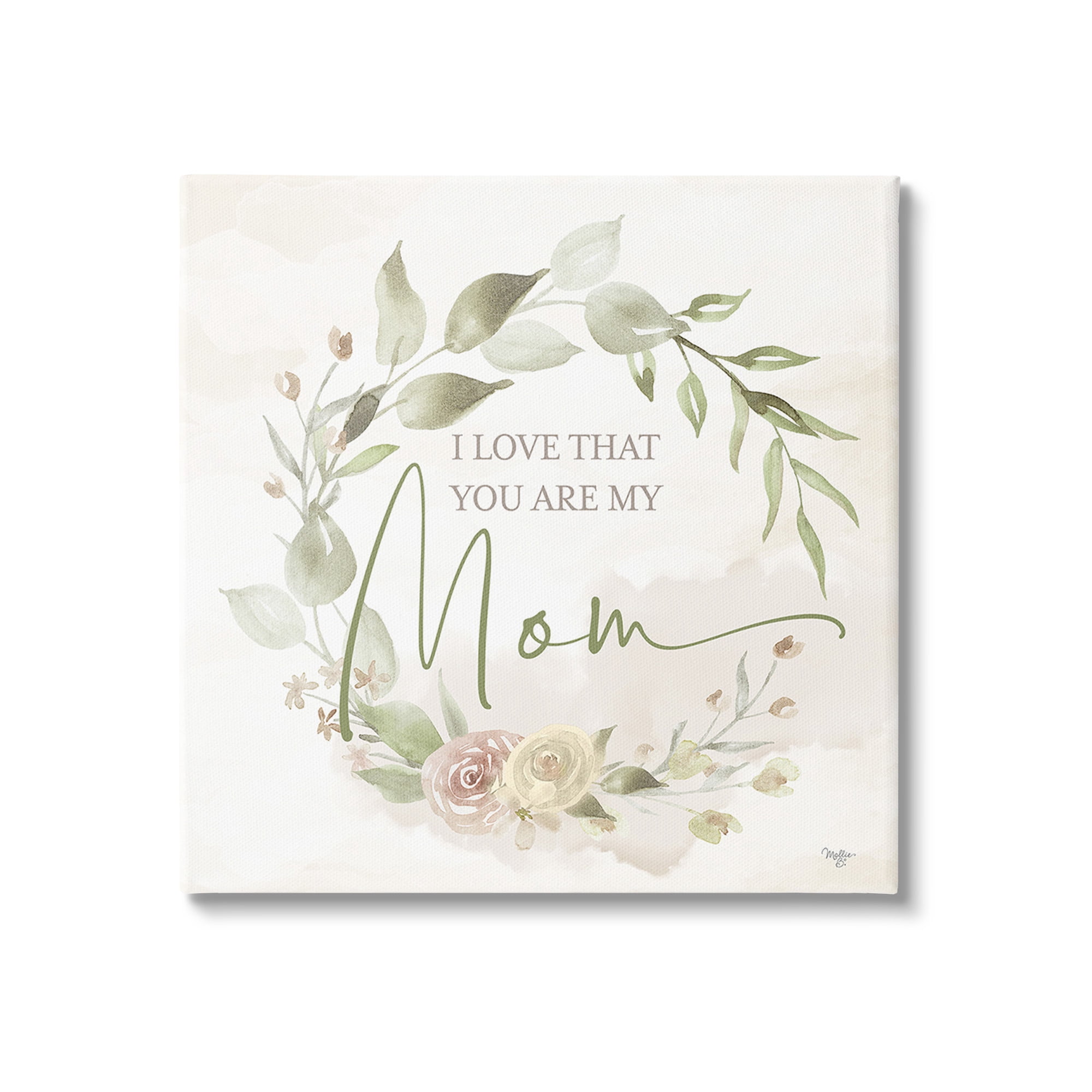 Stupell Industries Mother's Day Rose Wreath Botanical & Floral Painting Gallery Wrapped Canvas Art Print Wall Art, 17 x 17