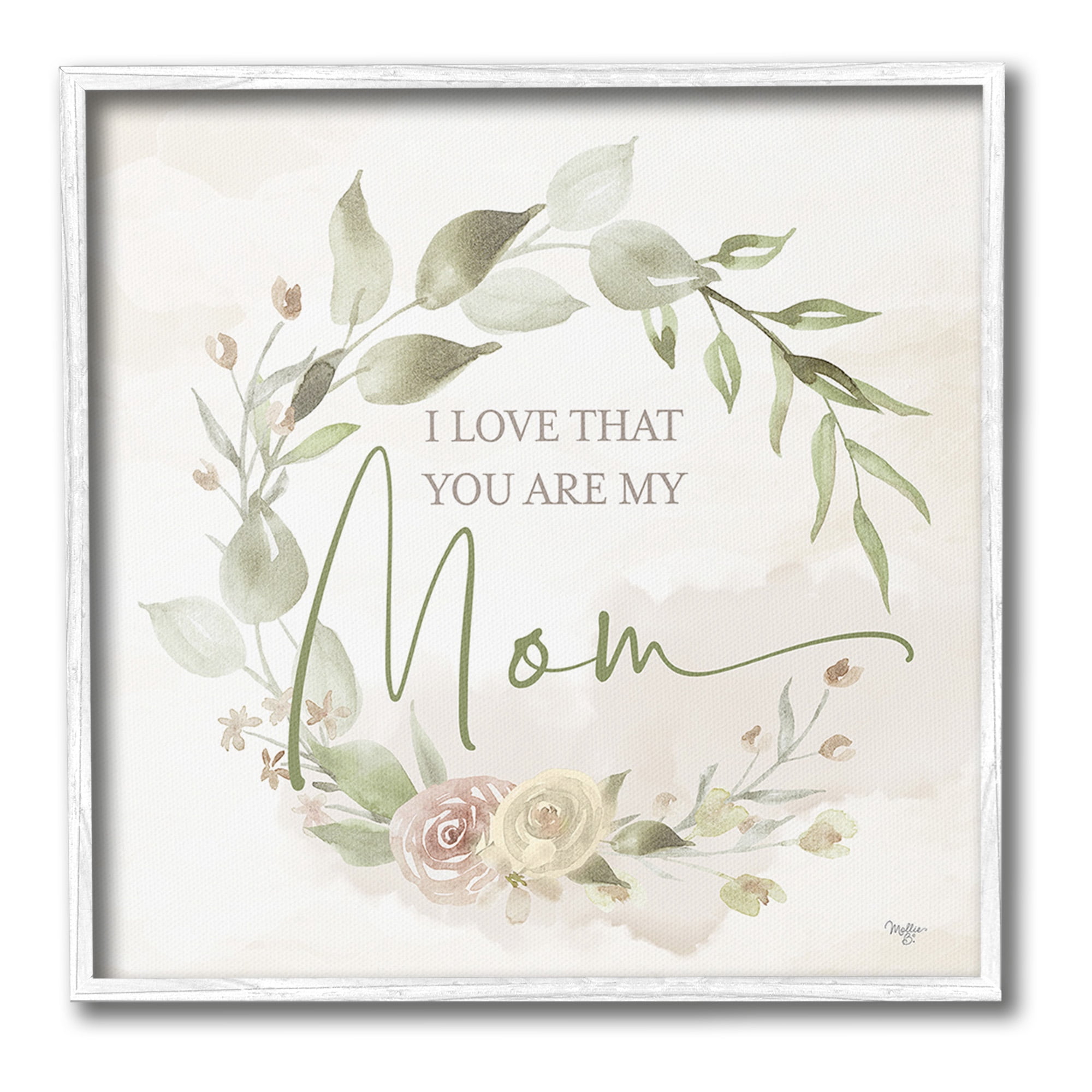 Stupell Industries Mother's Day Rose Wreath Botanical & Floral Painting White Framed Art Print Wall Art, 12 x 12