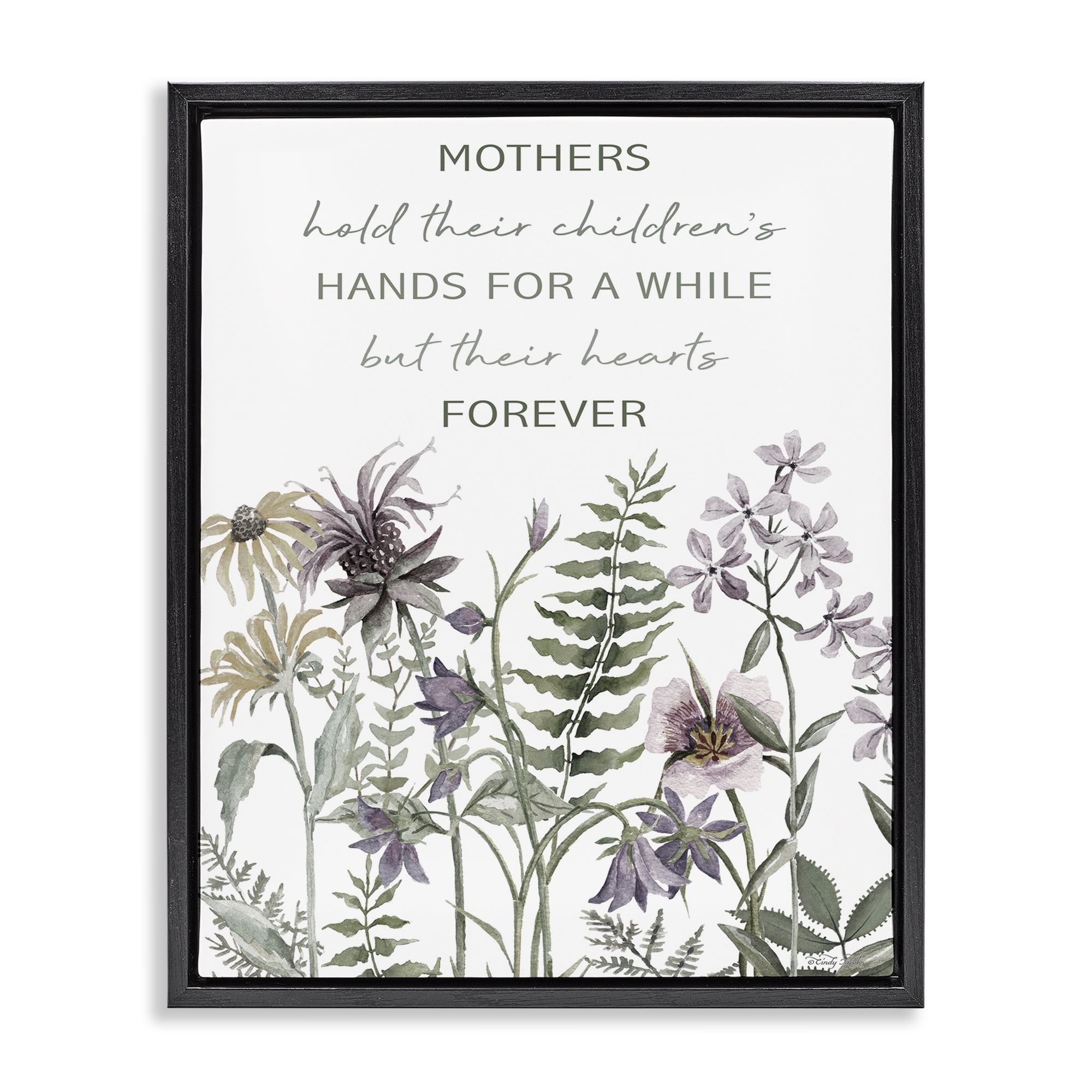 Stupell Industries Mother's Hold Parenting Sentiment Black Framed Floater Canvas Wall Art, design by Cindy Jacobs
