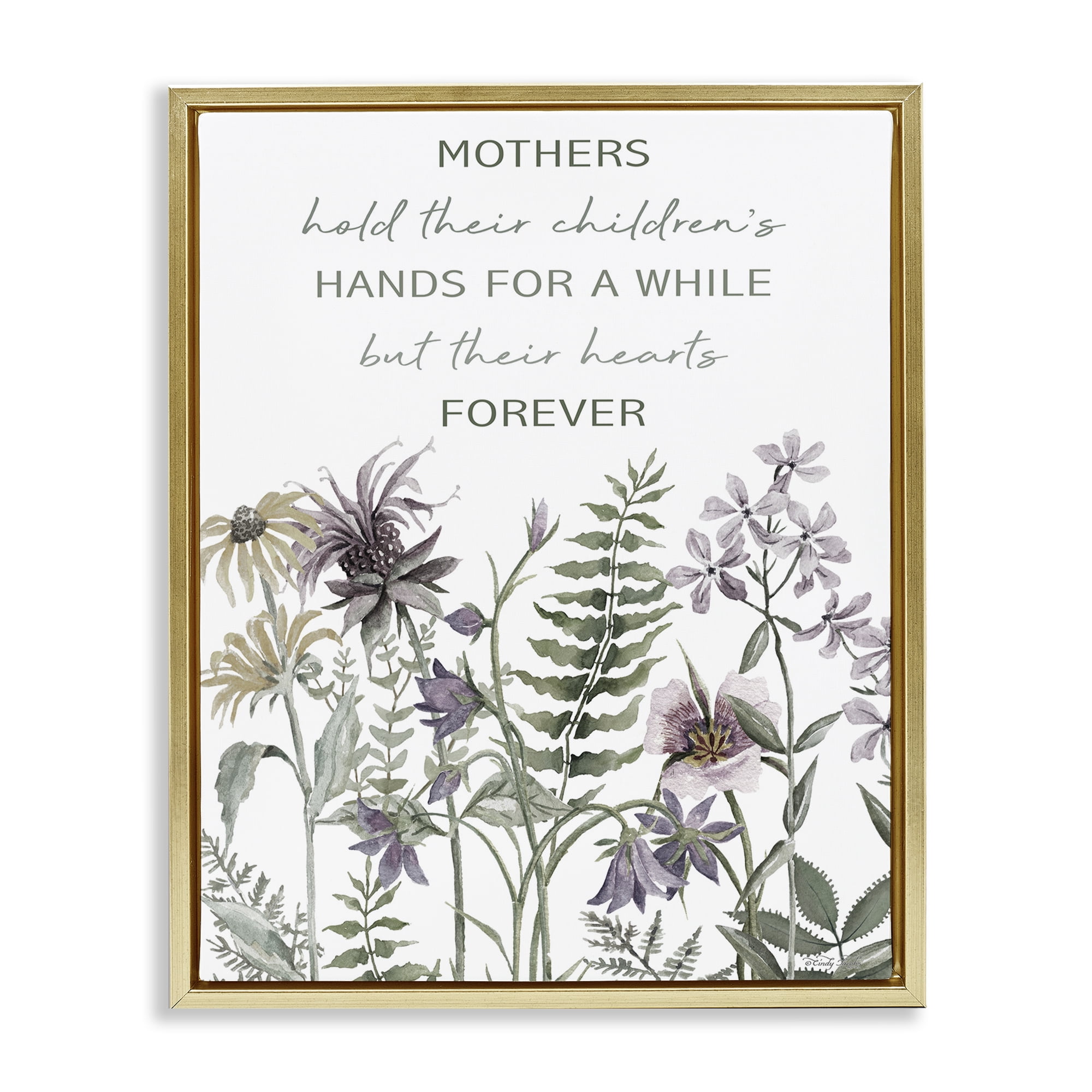 Stupell Industries Mother's Hold Parenting Sentiment Gold Framed Floater Canvas Wall Art, design by Cindy Jacobs