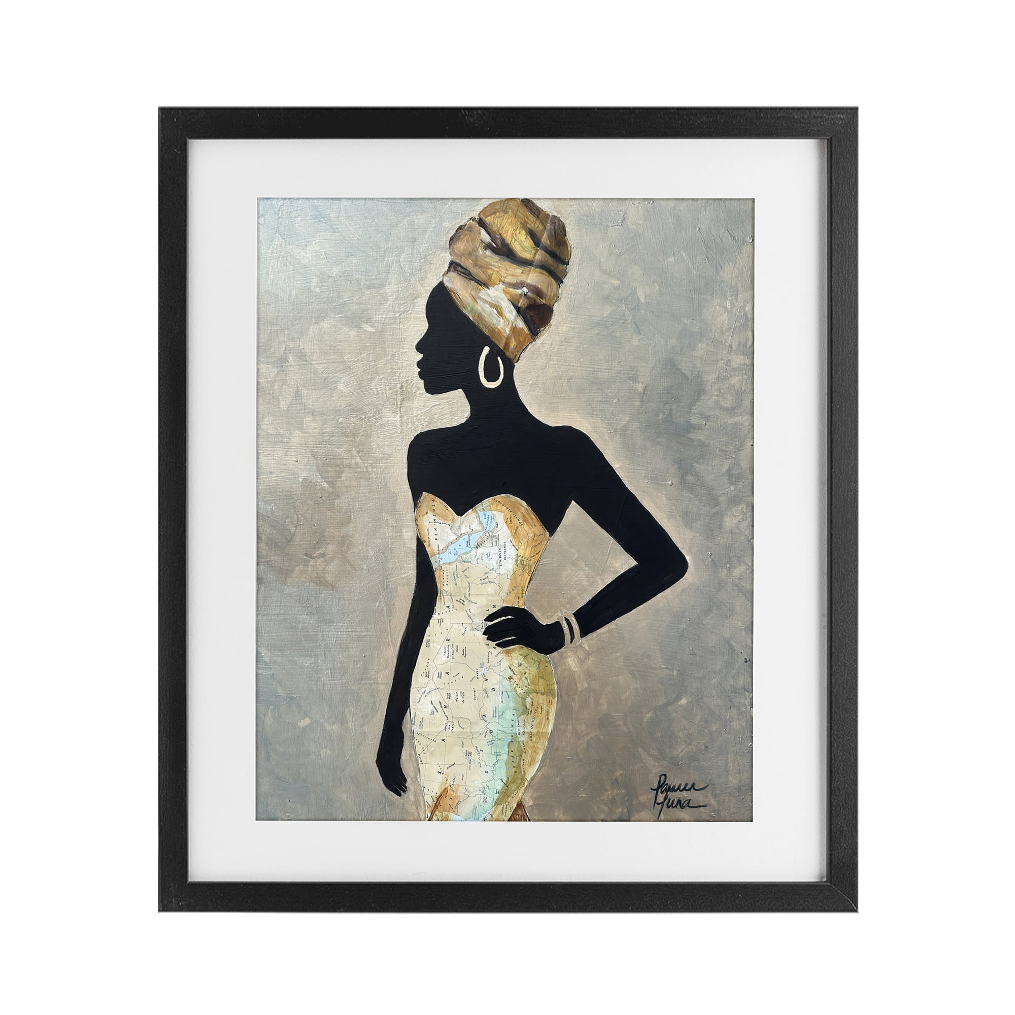 Stupell Industries Motherland Muse Fashion Portrait Black Framed Print Under Glass, design by Lauren Luna