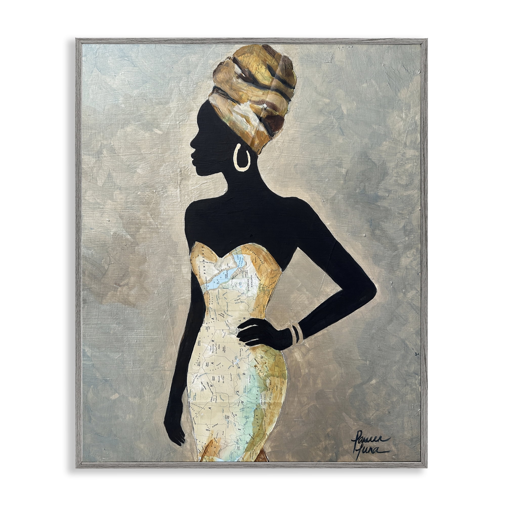 Stupell Industries Motherland Muse Fashion Portrait Gray Framed Giclee Art, design by Lauren Luna