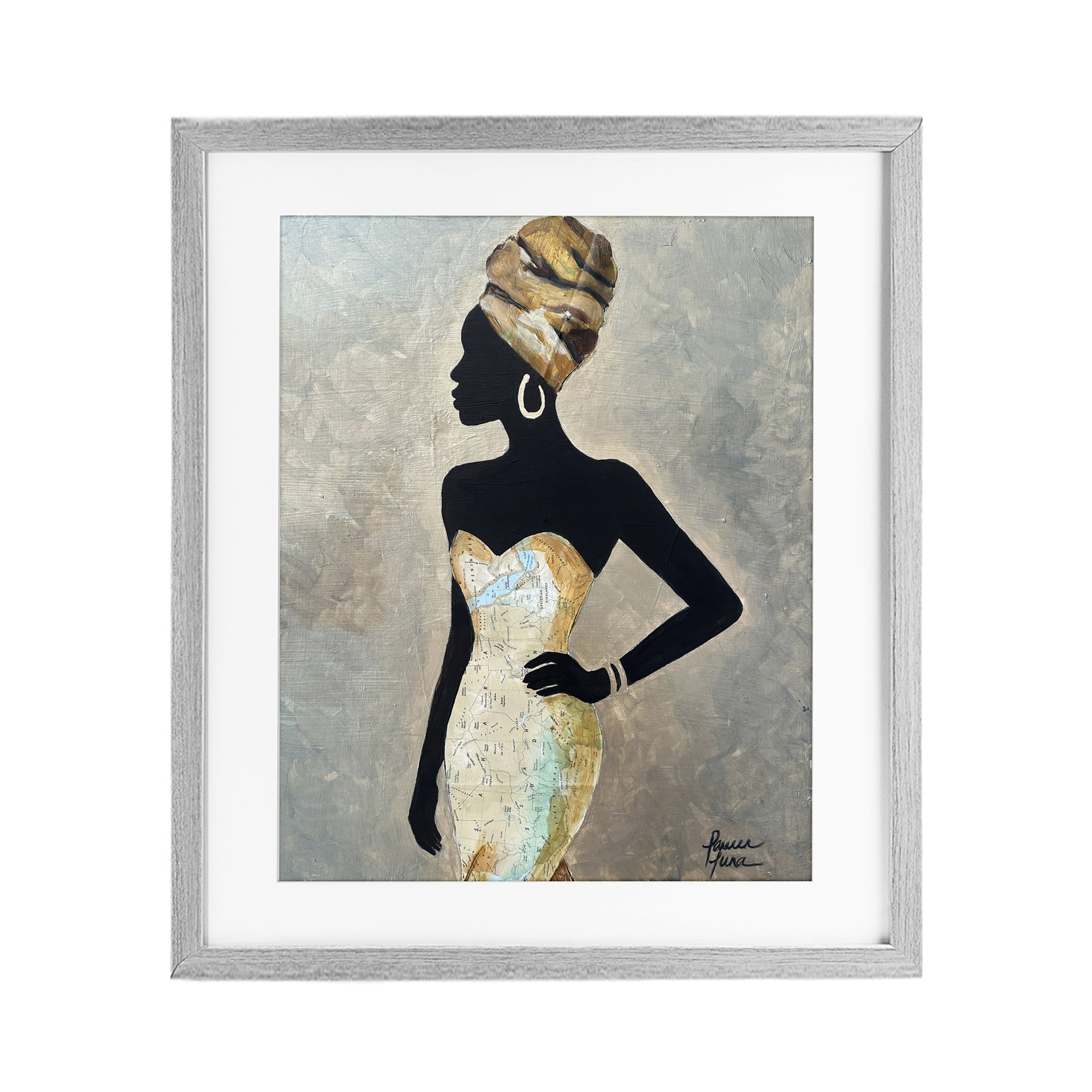 Stupell Industries Motherland Muse Fashion Portrait Gray Framed Print Under Glass, design by Lauren Luna