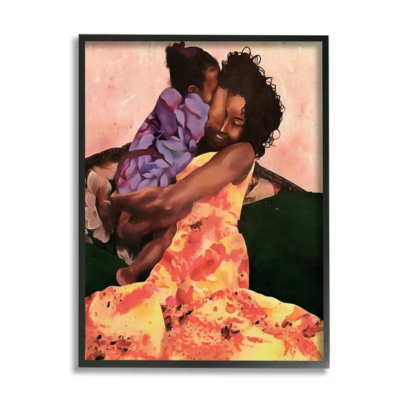 Stupell Industries Motherly Hug Loving Family Daughter Moment Novelty Painting Black Framed Art Print Wall Art, 11 x 14