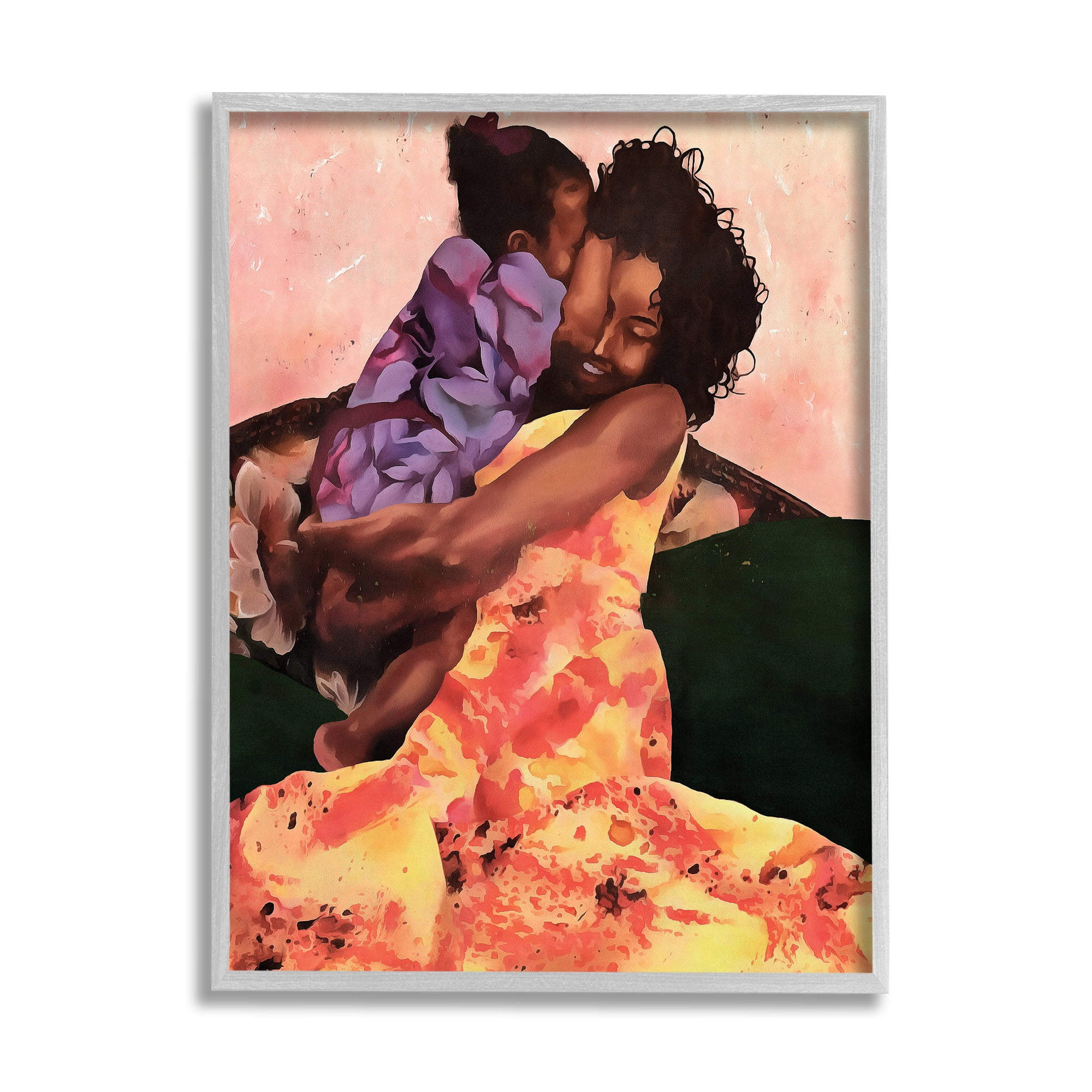 Stupell Industries Motherly Hug Loving Family Daughter Moment Novelty Painting Gray Framed Art Print Wall Art, 11 x 14