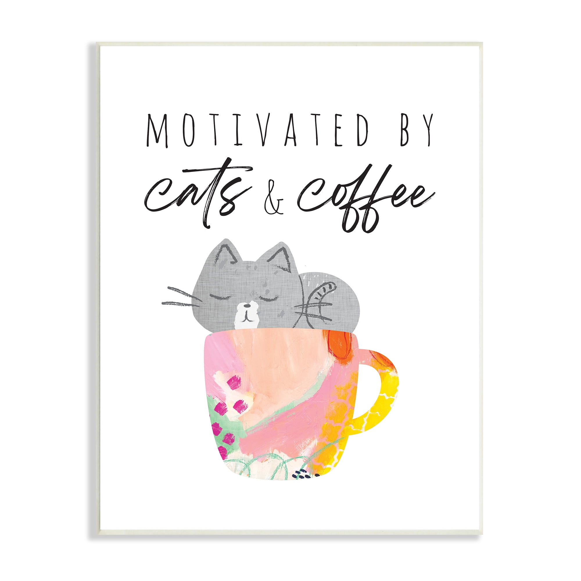 Stupell Industries Motivated by Cats and Coffee Phrase Patterned Mug, 13 x 19, Design by Jennifer McCully
