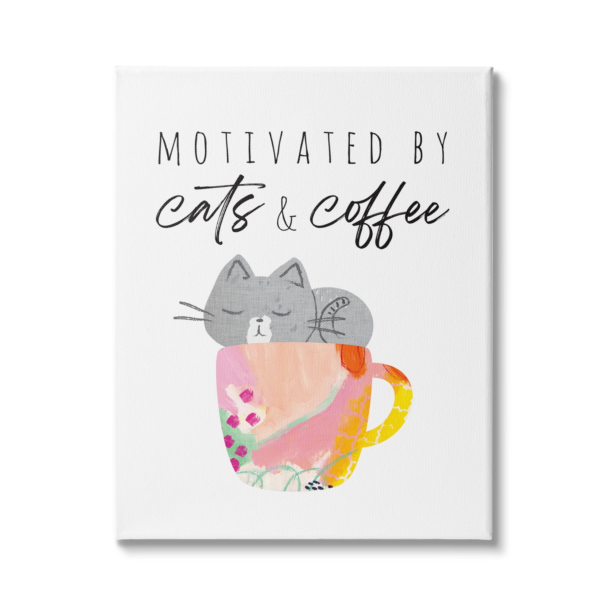 Stupell Industries Motivated by Cats and Coffee Phrase Patterned Mug, 36 x 48, Design by Jennifer McCully
