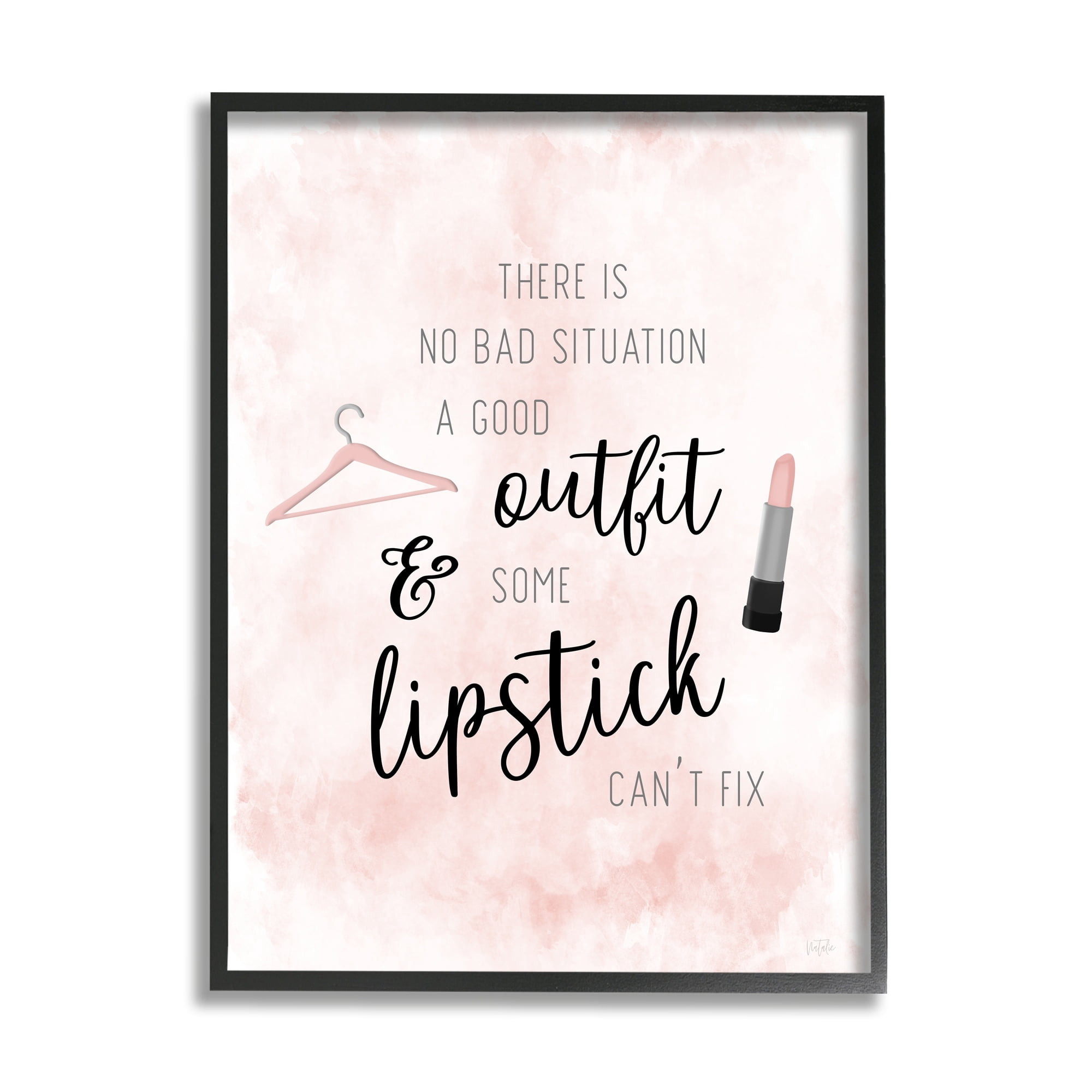 Stupell Industries Motivating Style Quote Glam Fashion Makeup Typography Graphic Art Black Framed Art Print Wall Art, Design by Natalie Carpentieri