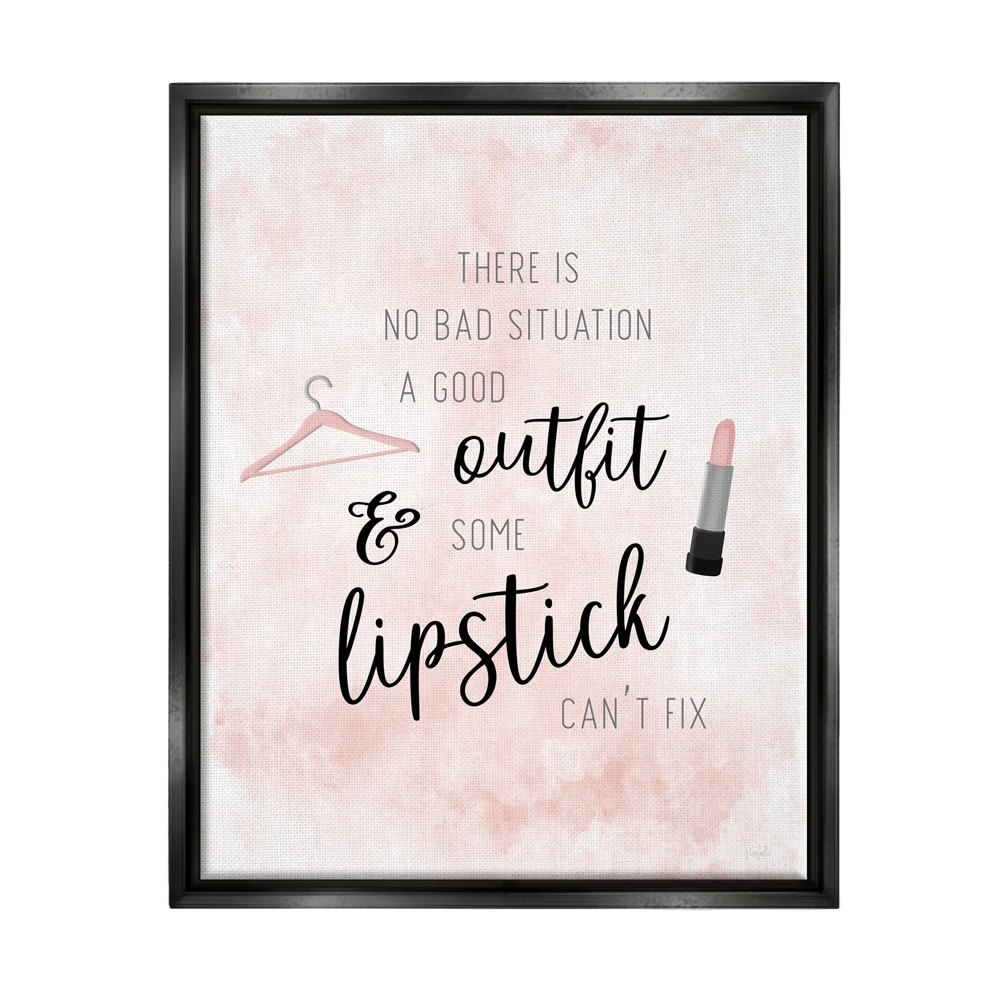 Stupell Industries Motivating Style Quote Glam Fashion Makeup Typography Graphic Art Jet Black Floating Framed Canvas Print Wall Art, Design by Natalie Carpentieri