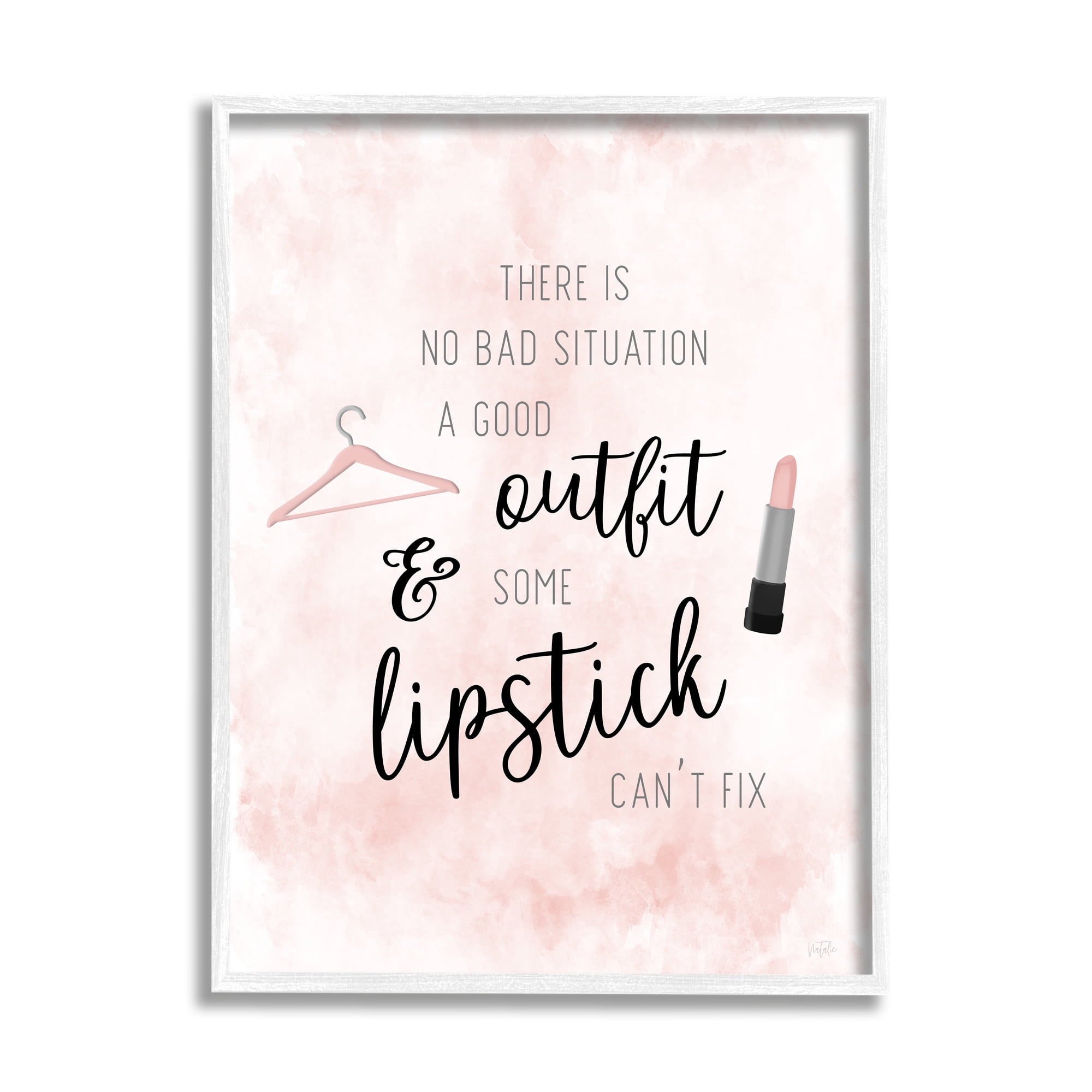 Stupell Industries Motivating Style Quote Glam Fashion Makeup Typography Graphic Art White Framed Art Print Wall Art, Design by Natalie Carpentieri