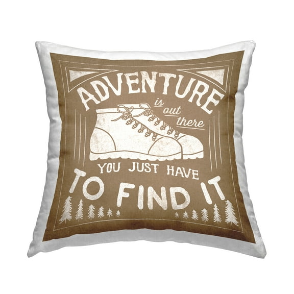 Stupell Industries Motivational Adventure Phrase Square Decorative Printed Throw Pillow, 18 x 18