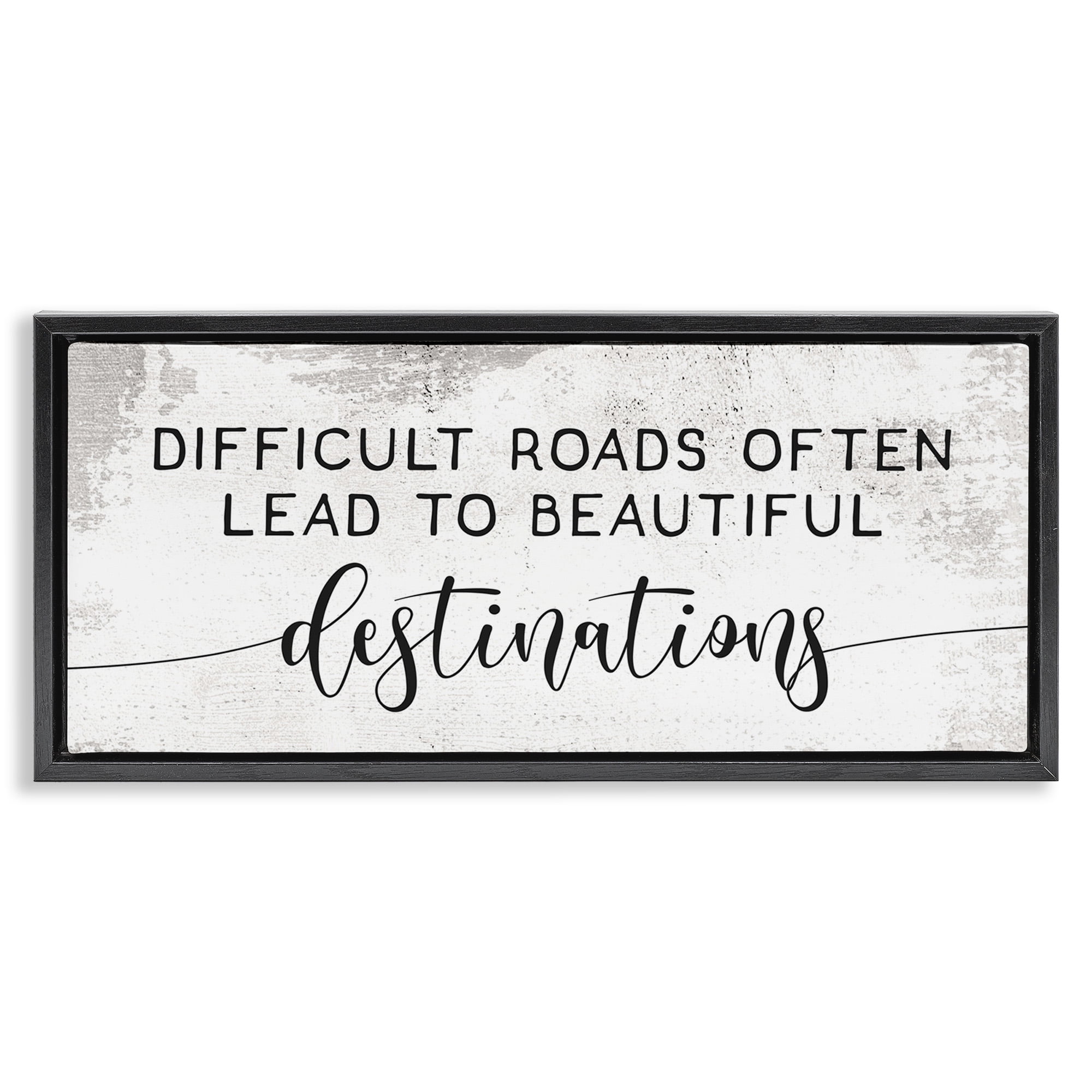 Stupell Industries Motivational Beautiful Destinations Inspirational Painting Black Floater Framed Canvas Art Print Wall Art, 25 x 11