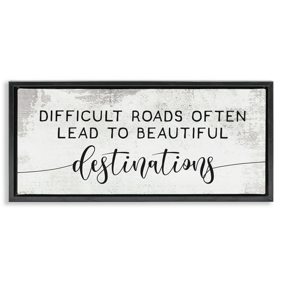 Stupell Industries Motivational Beautiful Destinations Inspirational Painting Black Floater Framed Canvas Art Print Wall Art, 31 x 14