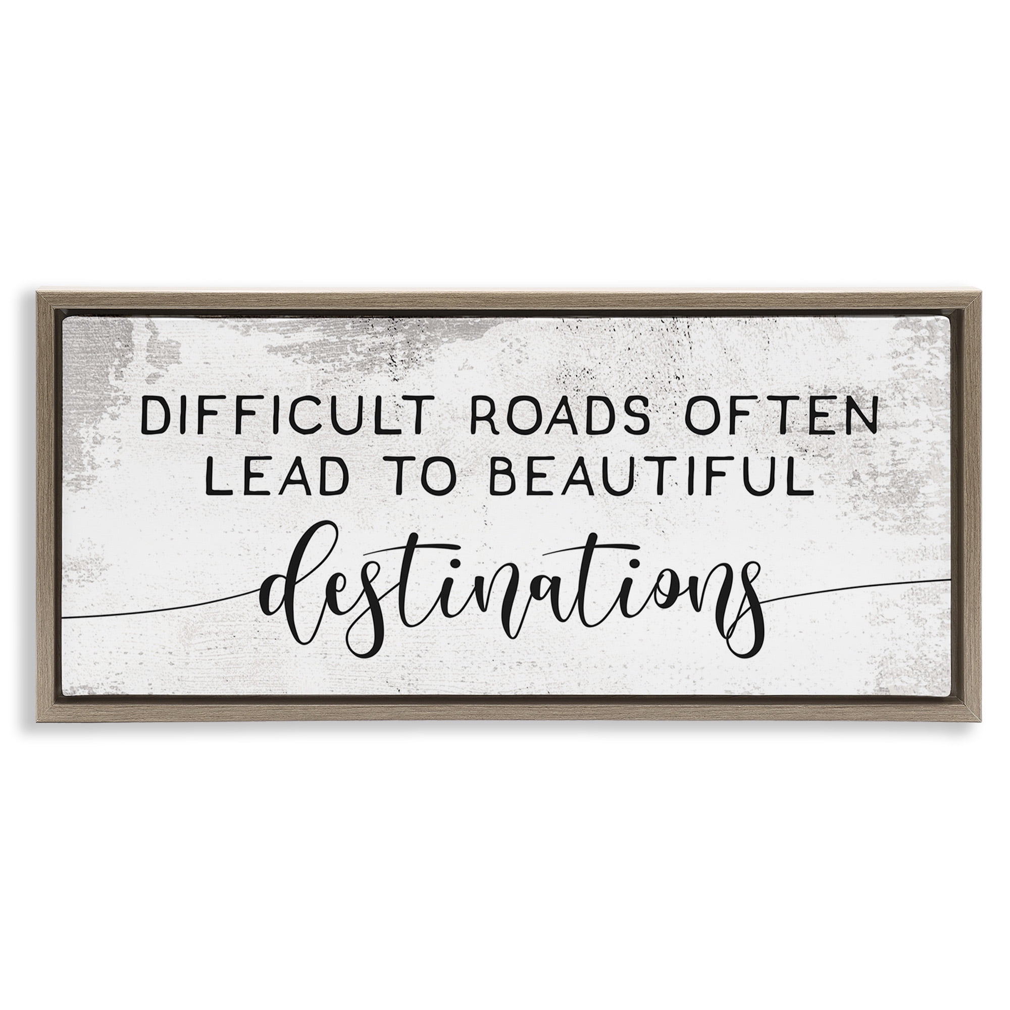Stupell Industries Motivational Beautiful Destinations Inspirational Painting Brown Floater Framed Canvas Art Print Wall Art, 25 x 11