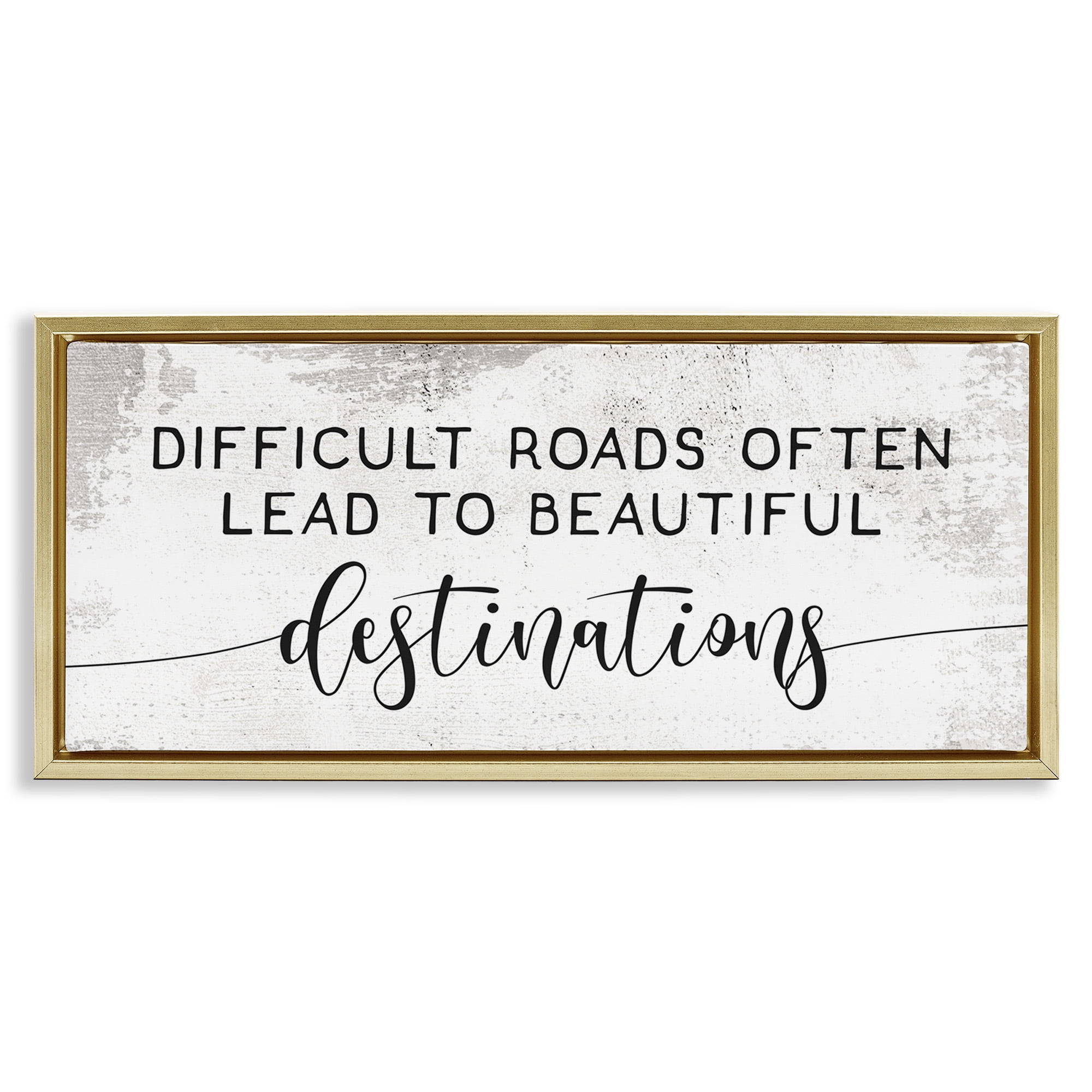 Stupell Industries Motivational Beautiful Destinations Inspirational Painting Gold Floater Framed Canvas Art Print Wall Art, 31 x 14