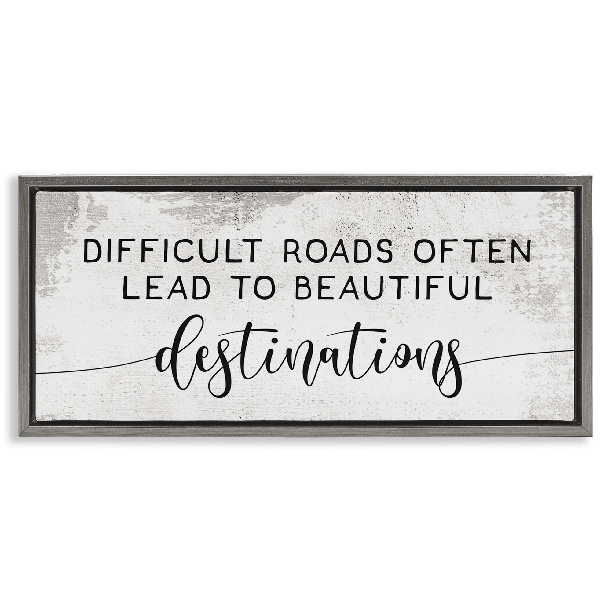 Stupell Industries Motivational Beautiful Destinations Inspirational Painting Gray Floater Framed Canvas Art Print Wall Art, 31 x 14