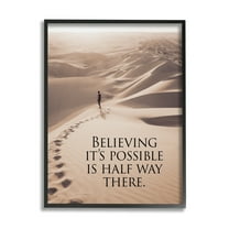 Stupell Industries Motivational Believe It's Possible Landscape Painting Black Framed Art Print Wall Art, 11 x 14