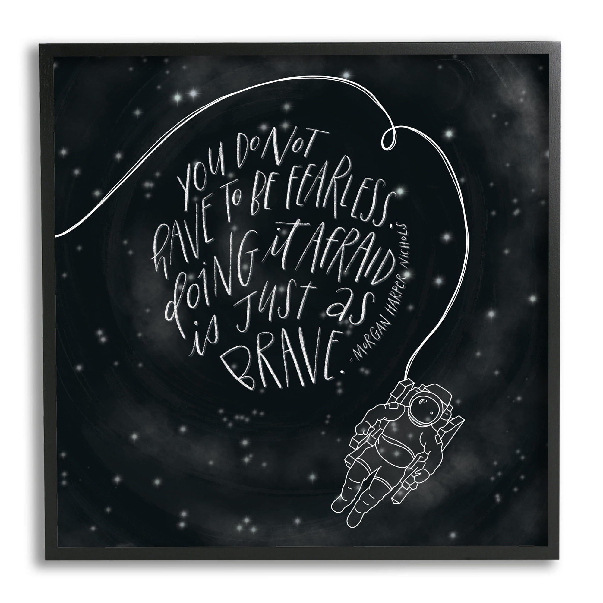 Stupell Industries Motivational Brave Fearless Quote Astronaut Starry Sky Framed Wall Art, 12 x 12, Design by Rachel Nieman