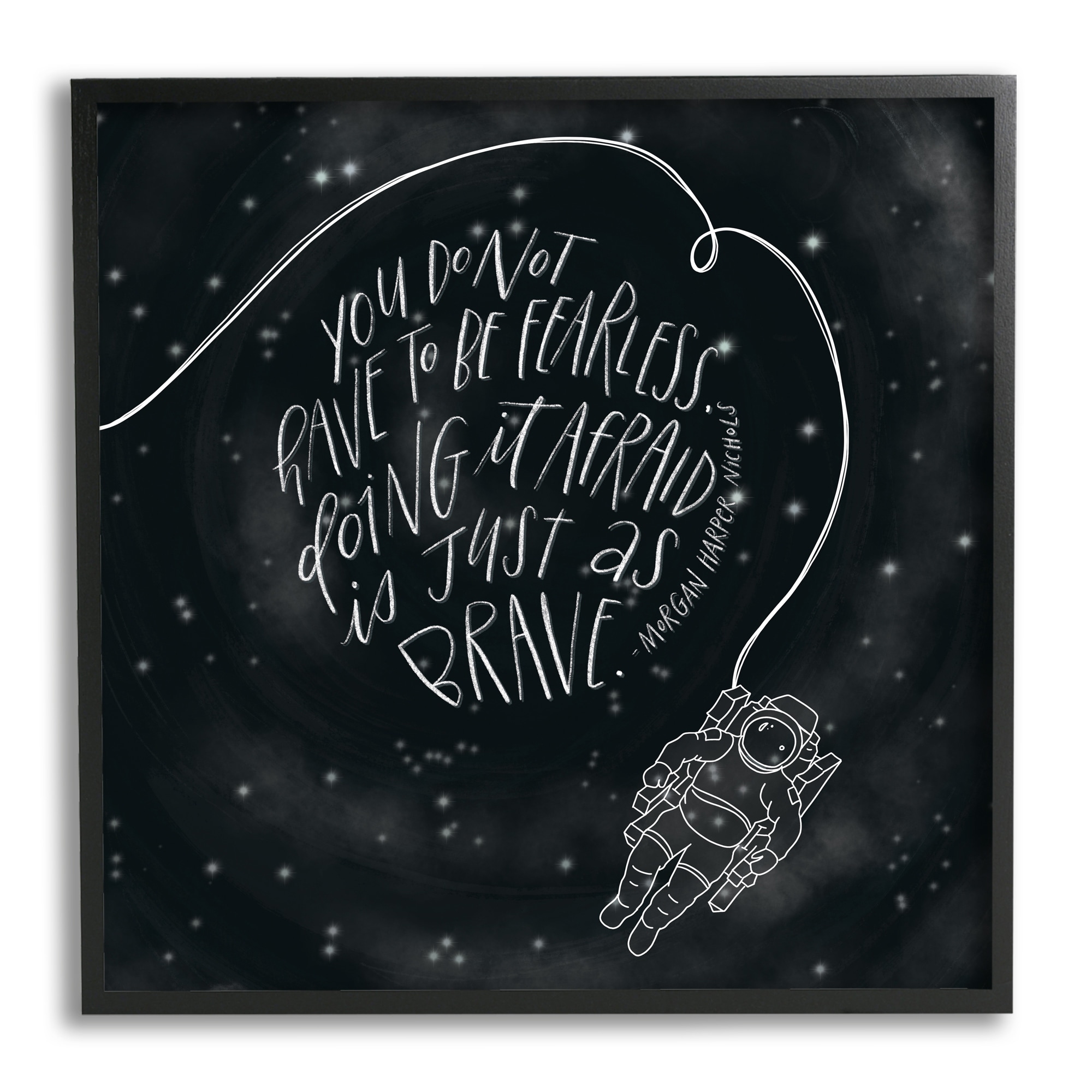 Stupell Industries Motivational Brave Fearless Quote Astronaut Starry Sky Framed Wall Art, 24 x 24, Design by Rachel Nieman