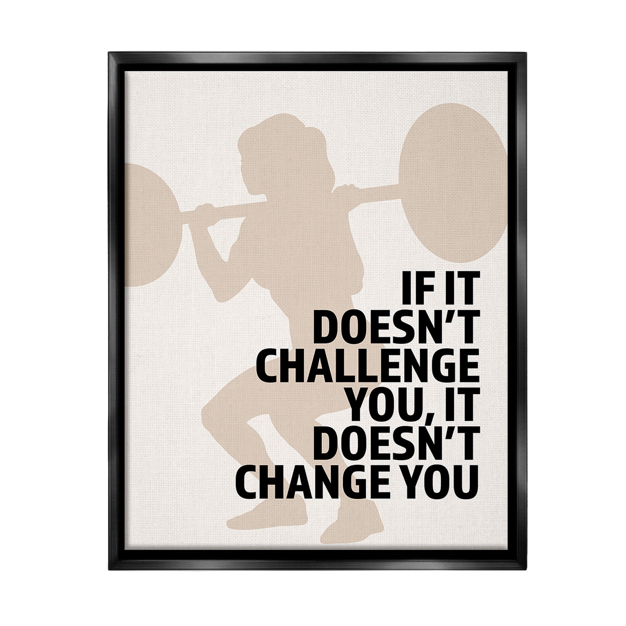 Stupell Industries Motivational Challenge Workout Inspirational Painting Black Floater Framed Canvas Art Print Wall Art, 25 x 31