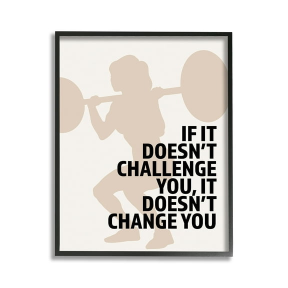 Stupell Industries Motivational Challenge Workout Inspirational Painting Black Framed Art Print Wall Art, 11 x 14