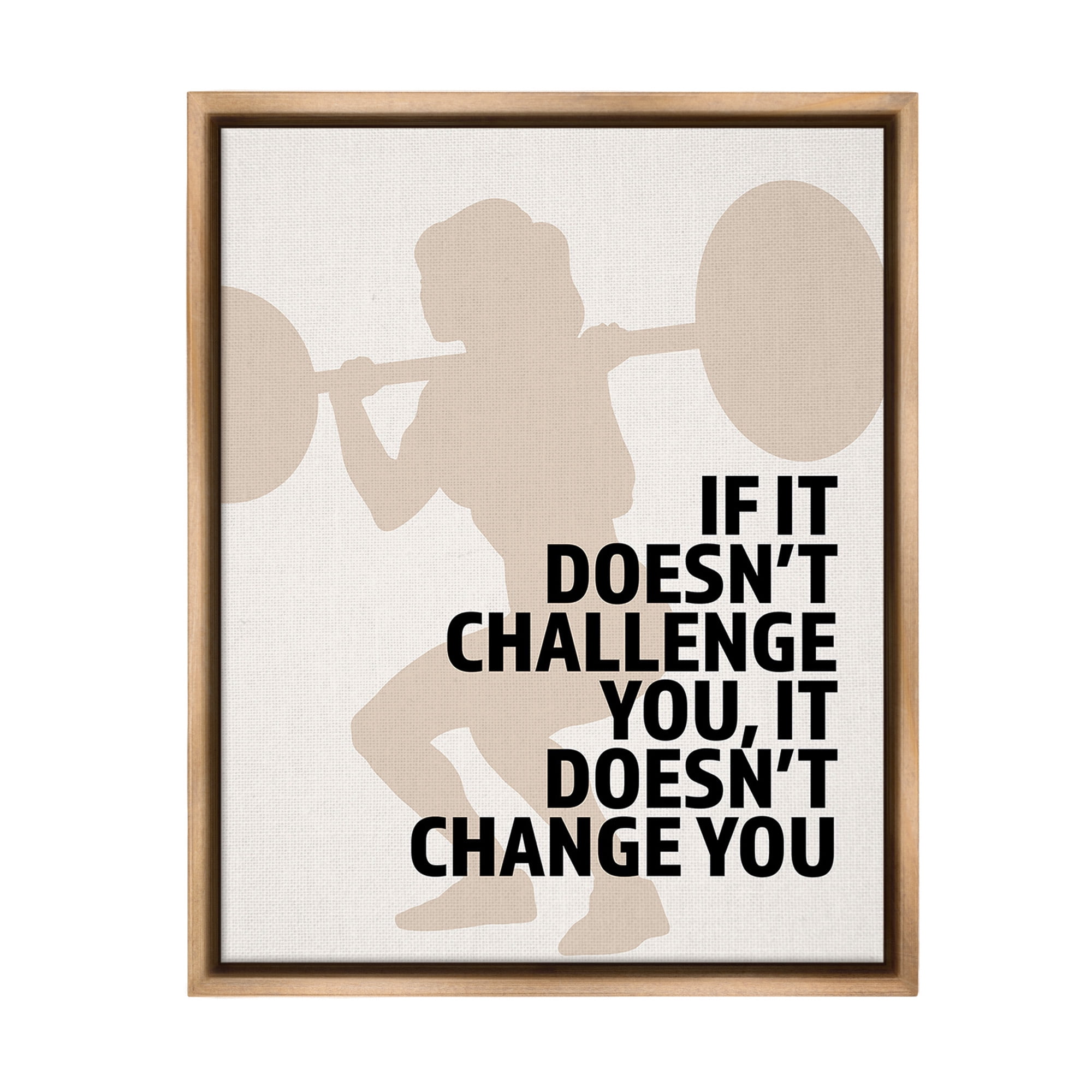 Stupell Industries Motivational Challenge Workout Inspirational Painting Brown Floater Framed Canvas Art Print Wall Art, 17 x 21