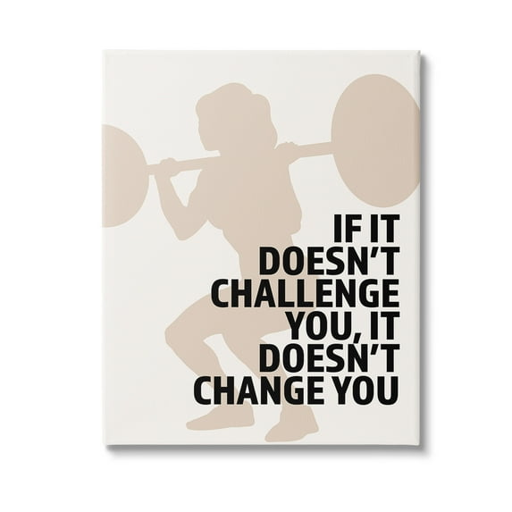 Stupell Industries Motivational Challenge Workout Inspirational Painting Gallery Wrapped Canvas Art Print Wall Art, 36 x 48