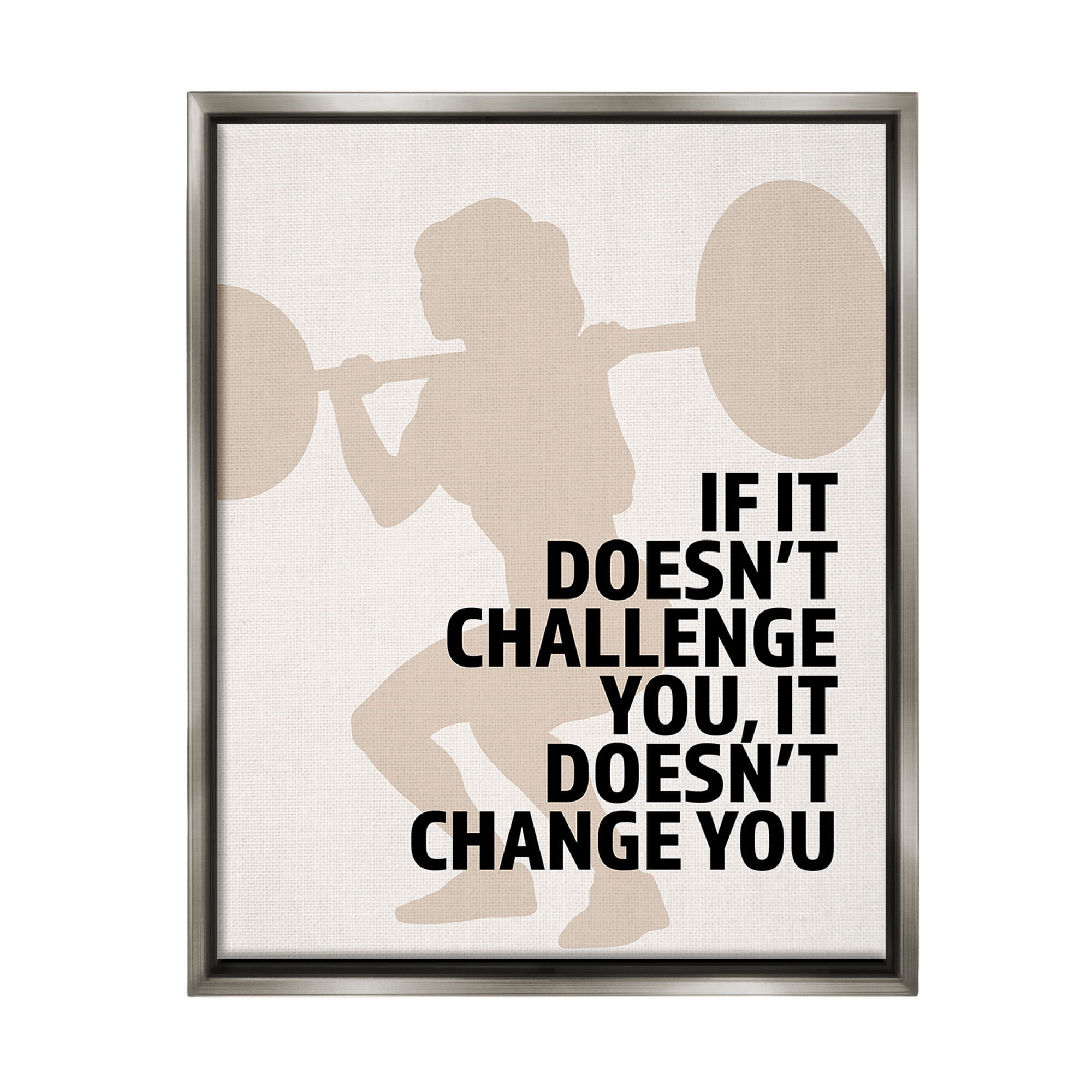 Stupell Industries Motivational Challenge Workout Inspirational Painting Gray Floater Framed Canvas Art Print Wall Art, 25 x 31