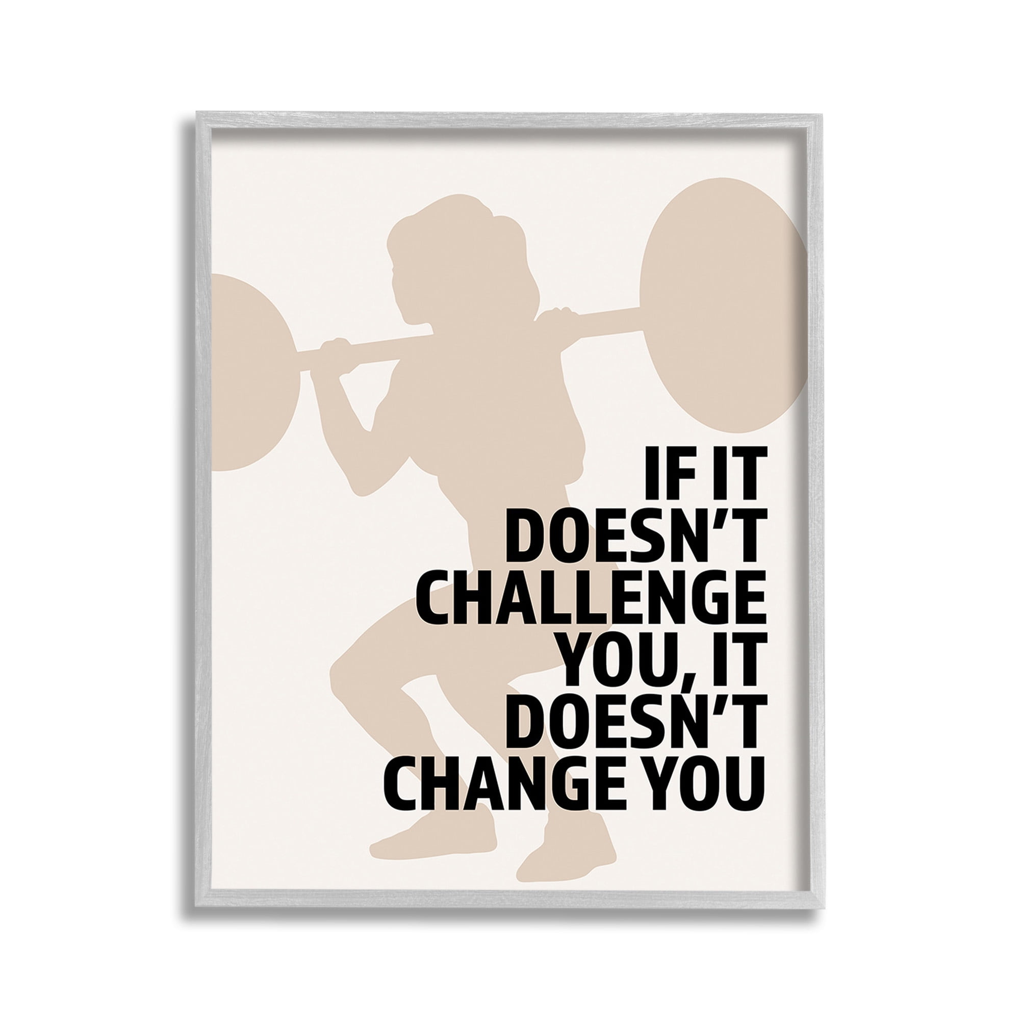 Stupell Industries Motivational Challenge Workout Inspirational Painting Gray Framed Art Print Wall Art, 11 x 14