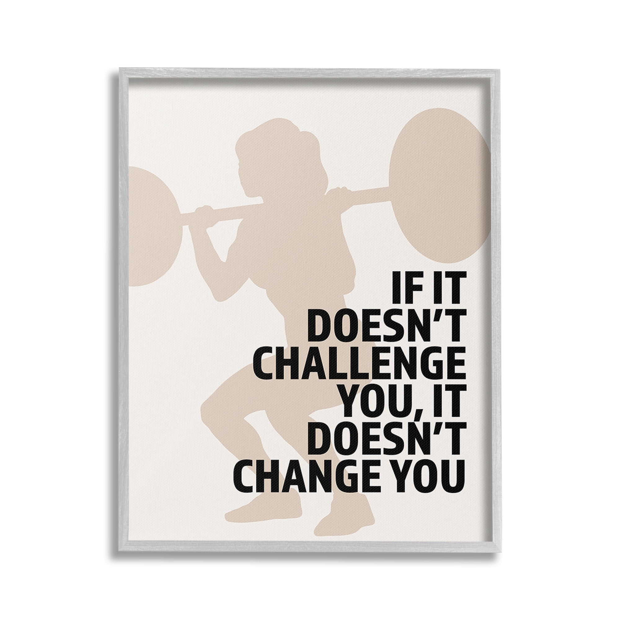 Stupell Industries Motivational Challenge Workout Inspirational Painting Gray Framed Art Print Wall Art, 24 x 30