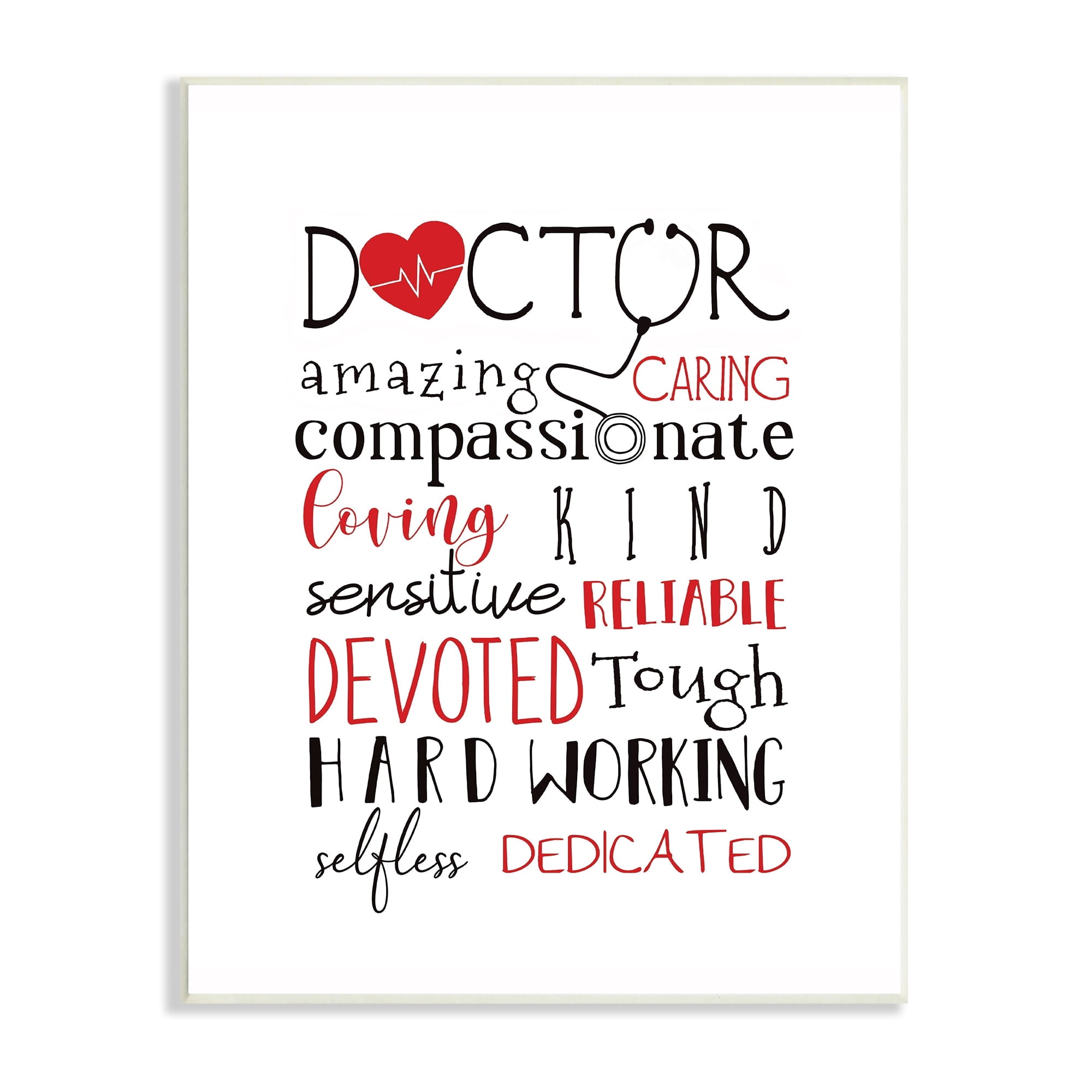 Stupell Industries Motivational Doctor Phrases Healthcare Hero Red Heart, 10 x 15,Design by Elizabeth Tyndall