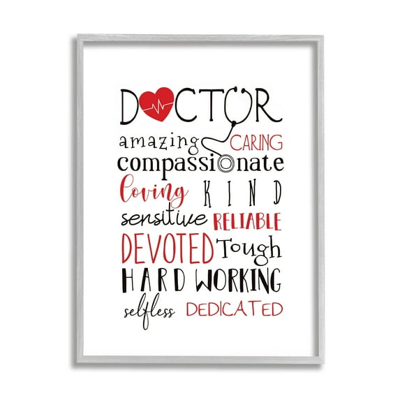 Stupell Industries Motivational Doctor Phrases Healthcare Hero Red Heart, 11 x 14,Design by Elizabeth Tyndall