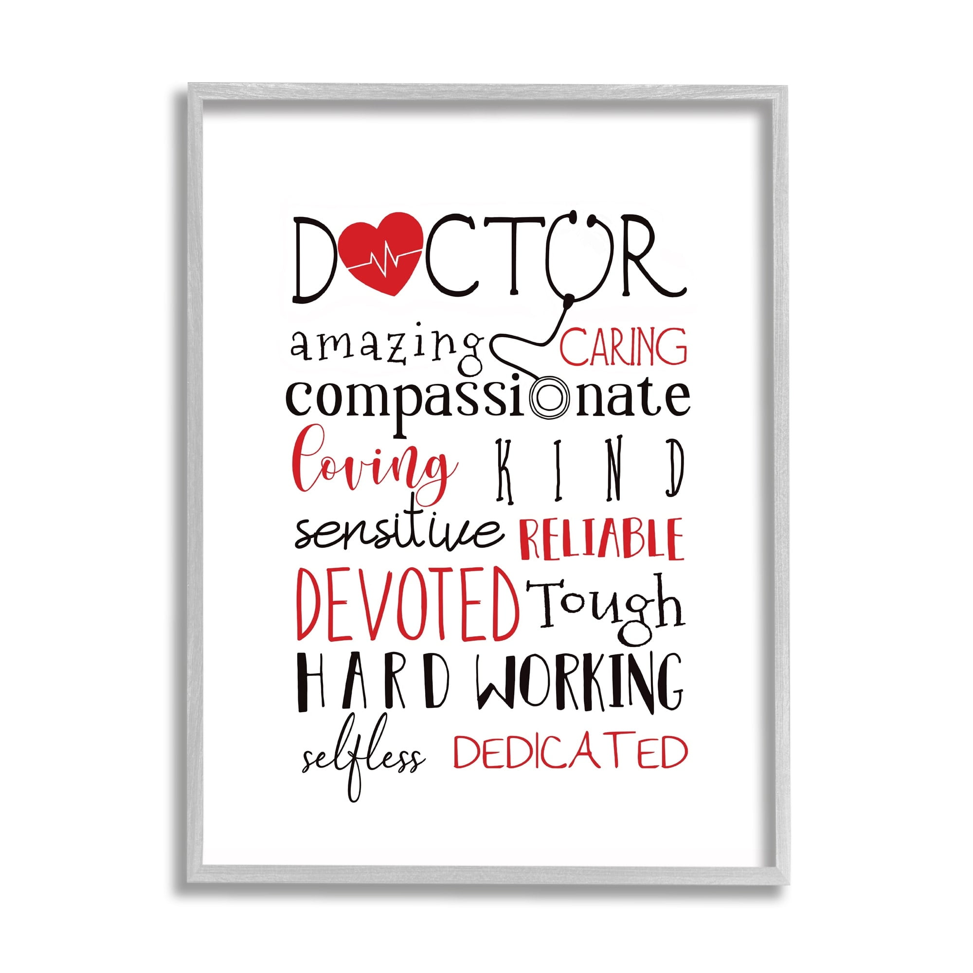 Stupell Industries Motivational Doctor Phrases Healthcare Hero Red Heart, 16 x 20,Design by Elizabeth Tyndall