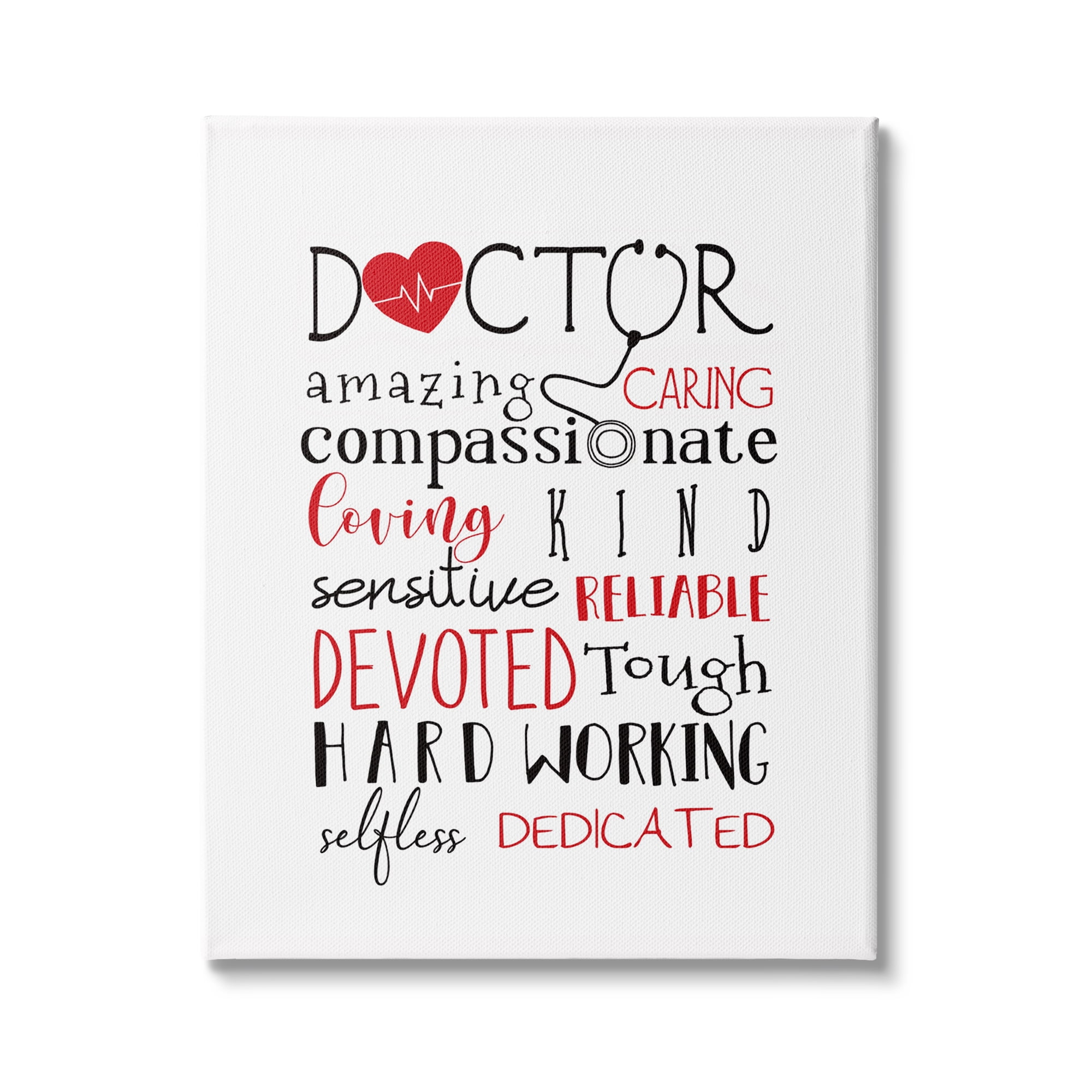 Stupell Industries Motivational Doctor Phrases Healthcare Hero Red Heart, 36 x 48,Design by Elizabeth Tyndall